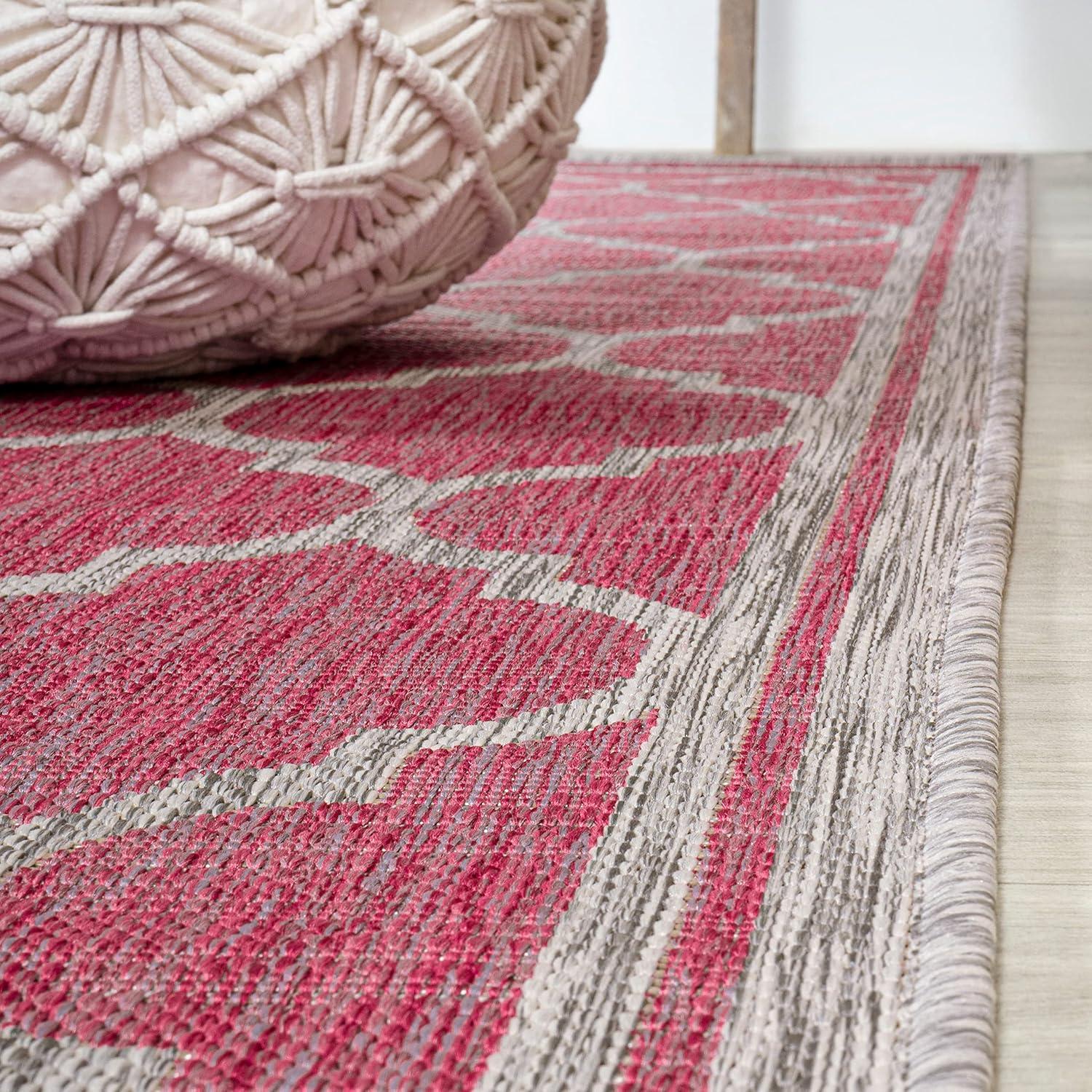 image:imageJONATHAN Y Moroccan Trellis Indoor Outdoor Area Rug 3X5 EspressoTaupe Trebol Textured Weave for Backyard Patio Porch EasyCleaning High Traffic PetFriendly NonShedding SMB109B3FuchsiaLight Gray