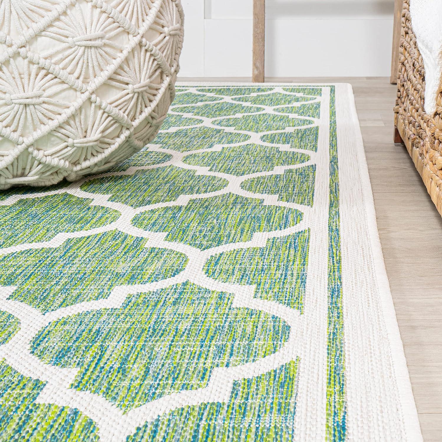image:imageJONATHAN Y Moroccan Trellis Indoor Outdoor Area Rug 3X5 EspressoTaupe Trebol Textured Weave for Backyard Patio Porch EasyCleaning High Traffic PetFriendly NonShedding SMB109B3CreamGreen