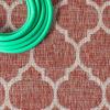 JONATHAN Y Moroccan Trellis Indoor Outdoor Area Rug 3X5 Espresso/Taupe, Trebol Textured Weave for Backyard, Patio, Porch, Easy-Cleaning, High Traffic, Pet-Friendly, Non-Shedding (SMB109B-3)(Red/Beige)