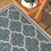 JONATHAN Y Moroccan Trellis Indoor Outdoor Area Rug 3X5 Espresso/Taupe, Trebol Textured Weave for Backyard, Patio, Porch, Easy-Cleaning, High Traffic, Pet-Friendly, Non-Shedding (SMB109B-3)(Teal/Gray)