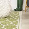JONATHAN Y Moroccan Trellis Indoor Outdoor Area Rug 3X5 Espresso/Taupe, Trebol Textured Weave for Backyard, Patio, Porch, Easy-Cleaning, High Traffic, Pet-Friendly, Non-Shedding (SMB109B-3)(Green/Cream)