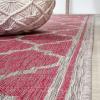 JONATHAN Y Moroccan Trellis Indoor Outdoor Area Rug 3X5 Espresso/Taupe, Trebol Textured Weave for Backyard, Patio, Porch, Easy-Cleaning, High Traffic, Pet-Friendly, Non-Shedding (SMB109B-3)(Fuchsia/Light Gray)