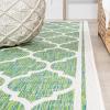 JONATHAN Y Moroccan Trellis Indoor Outdoor Area Rug 3X5 Espresso/Taupe, Trebol Textured Weave for Backyard, Patio, Porch, Easy-Cleaning, High Traffic, Pet-Friendly, Non-Shedding (SMB109B-3)(Cream/Green)