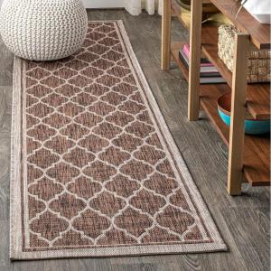JONATHAN Y Moroccan Trellis Indoor Outdoor Area Rug 3X5 Espresso/Taupe, Trebol Textured Weave for Backyard, Patio, Porch, Easy-Cleaning, High Traffic, Pet-Friendly, Non-Shedding (SMB109B-3)(Espresso/Taupe)