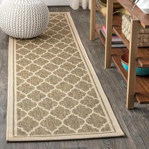 JONATHAN Y Moroccan Trellis Indoor Outdoor Area Rug 3X5 Espresso/Taupe, Trebol Textured Weave for Backyard, Patio, Porch, Easy-Cleaning, High Traffic, Pet-Friendly, Non-Shedding (SMB109B-3)(Brown/Beige)