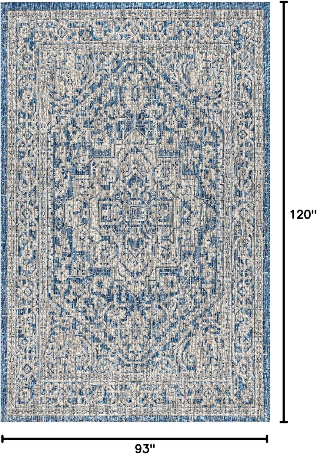 image:imageJONATHAN Y Medallion Weave Indoor Outdoor Round Area Rug 5 Ft YellowCream Sinjuri Textured for Backyard Patio Porch EasyCleaning High Traffic PetFriendly NonShedding SMB101I5RNavyGray