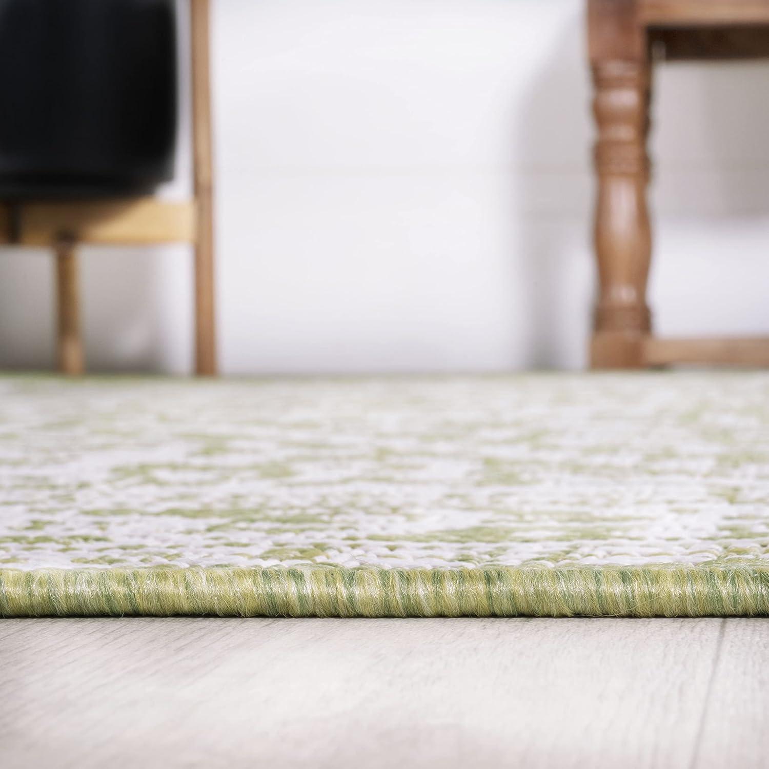 image:imageJONATHAN Y Medallion Weave Indoor Outdoor Round Area Rug 5 Ft YellowCream Sinjuri Textured for Backyard Patio Porch EasyCleaning High Traffic PetFriendly NonShedding SMB101I5RGreenCream