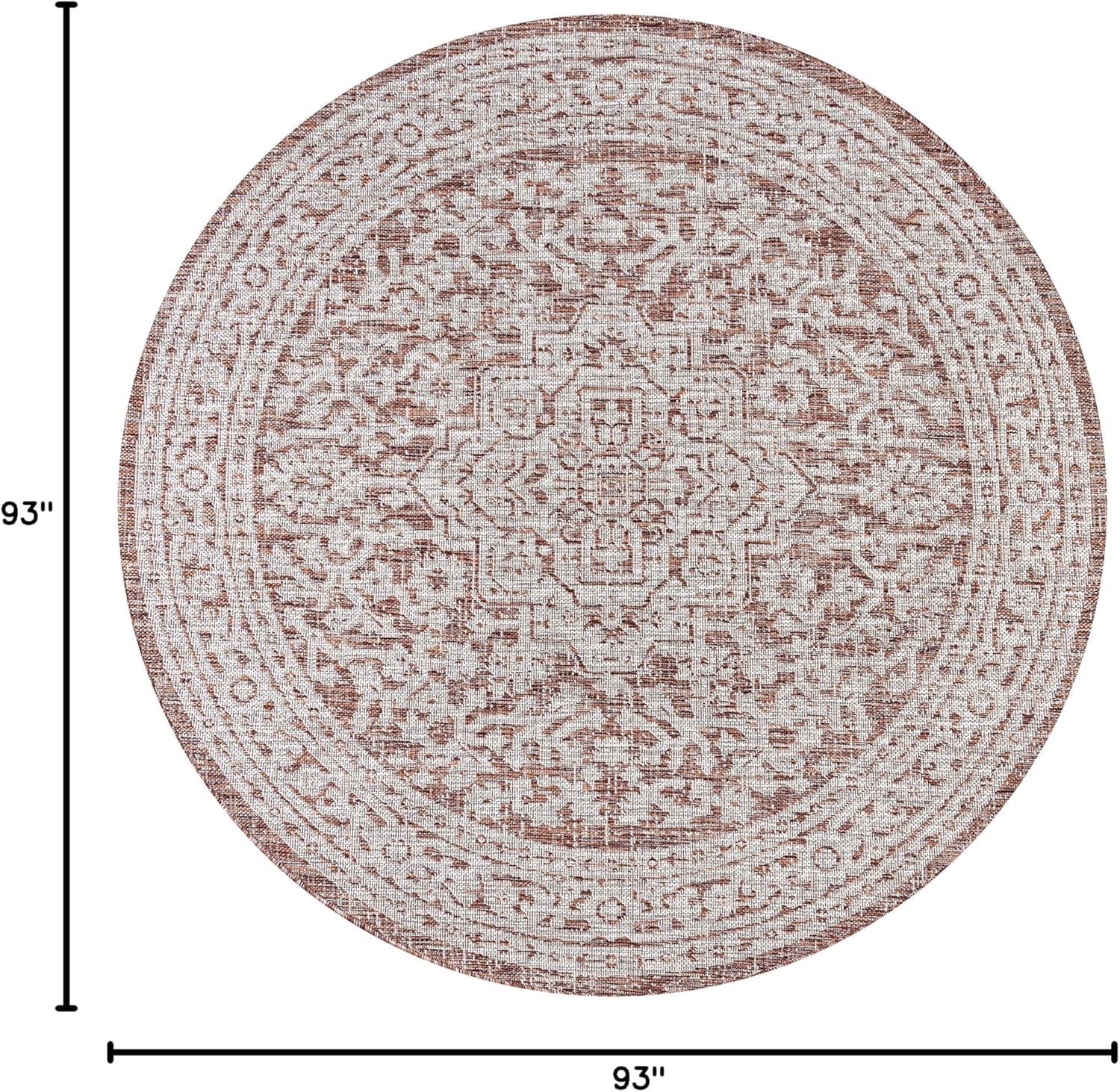 image:imageJONATHAN Y Medallion Weave Indoor Outdoor Round Area Rug 5 Ft YellowCream Sinjuri Textured for Backyard Patio Porch EasyCleaning High Traffic PetFriendly NonShedding SMB101I5RRedTaupe