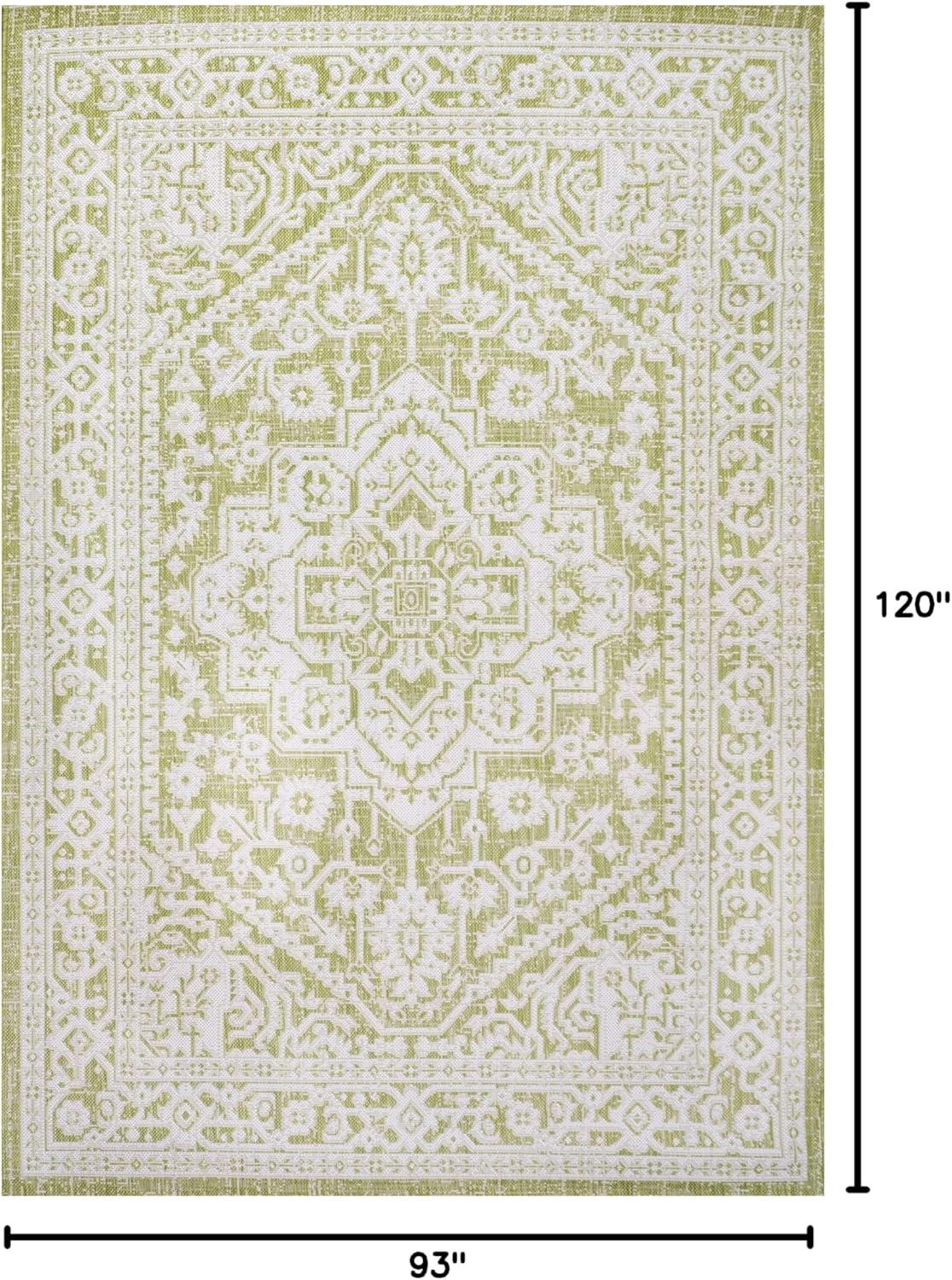 image:imageJONATHAN Y Medallion Weave Indoor Outdoor Round Area Rug 5 Ft YellowCream Sinjuri Textured for Backyard Patio Porch EasyCleaning High Traffic PetFriendly NonShedding SMB101I5RGreenCream