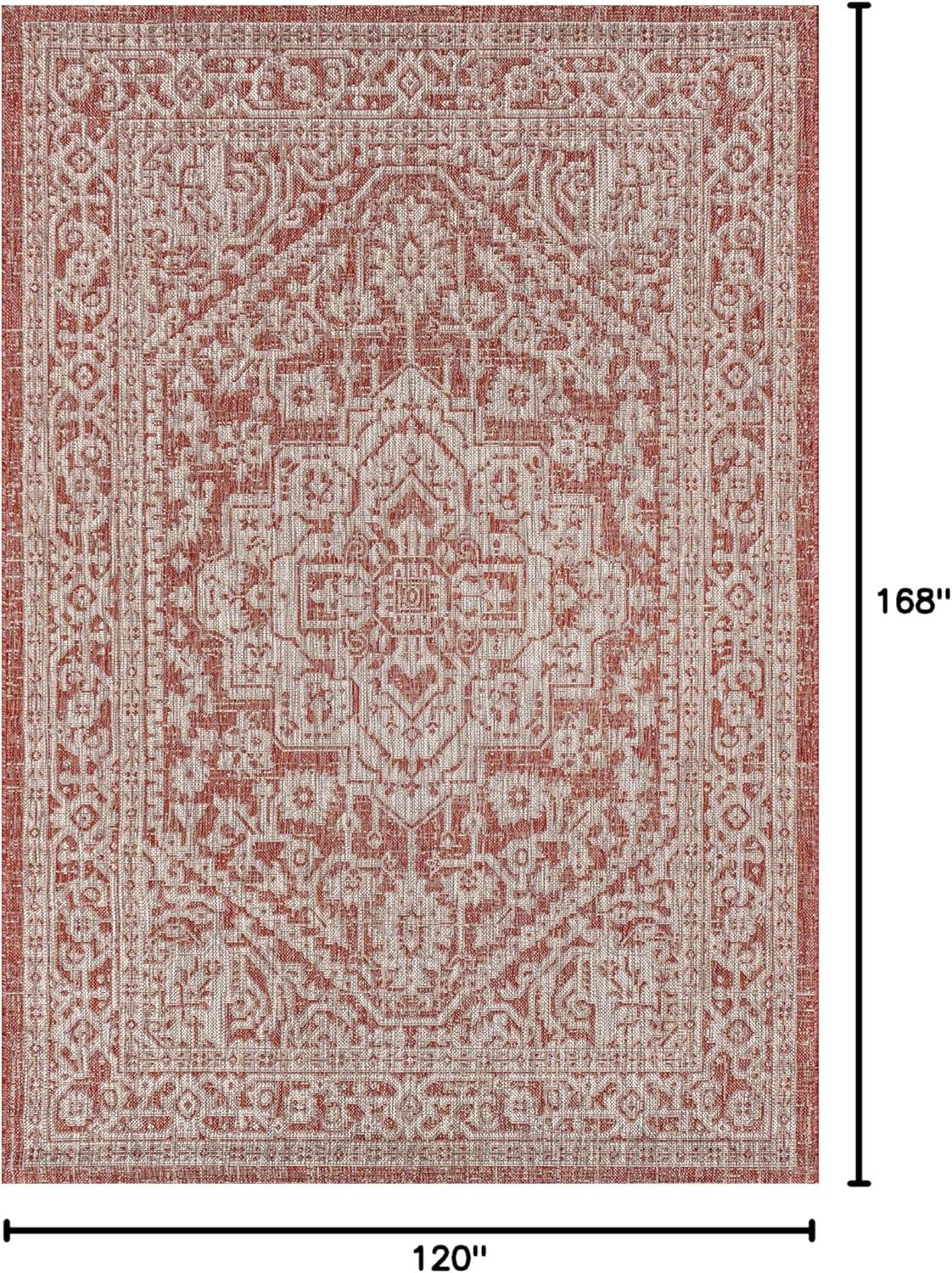 image:imageJONATHAN Y Medallion Weave Indoor Outdoor Round Area Rug 5 Ft YellowCream Sinjuri Textured for Backyard Patio Porch EasyCleaning High Traffic PetFriendly NonShedding SMB101I5RRedTaupe