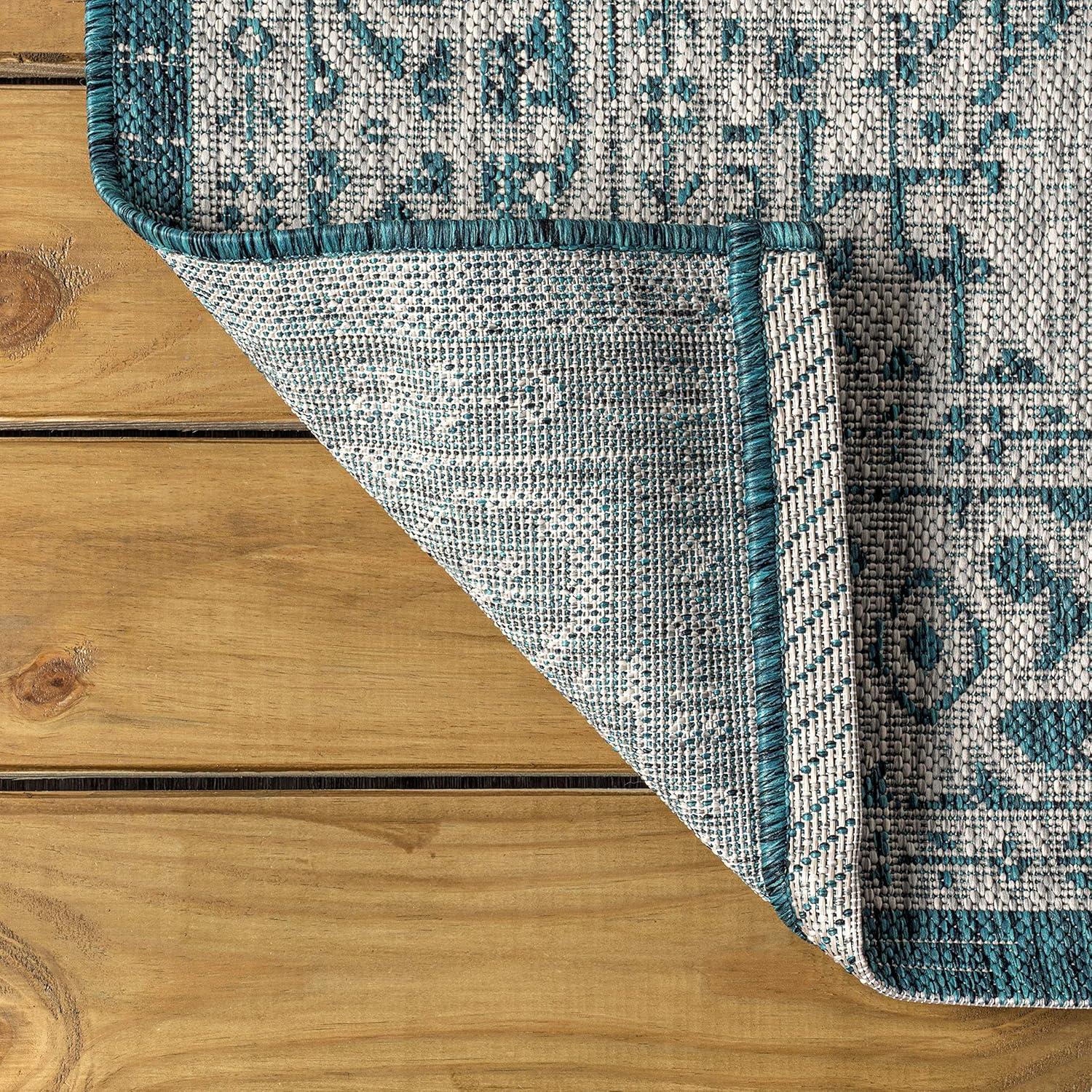 image:imageJONATHAN Y Medallion Weave Indoor Outdoor Round Area Rug 5 Ft YellowCream Sinjuri Textured for Backyard Patio Porch EasyCleaning High Traffic PetFriendly NonShedding SMB101I5RTeal BlueGray