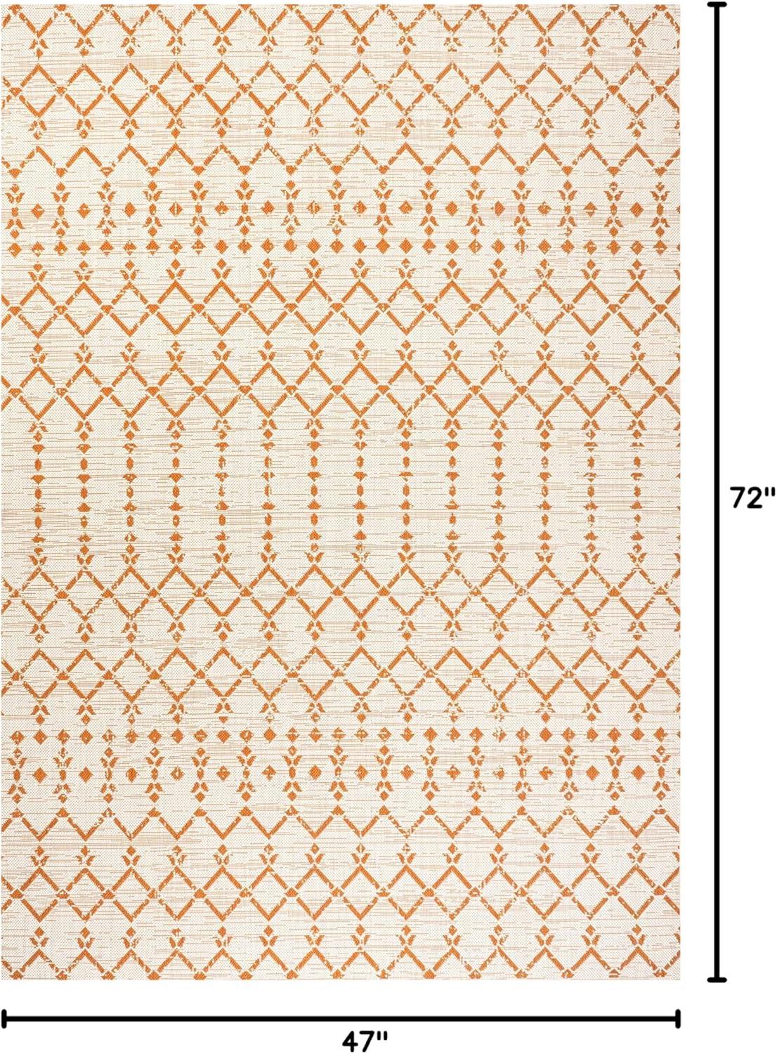 image:imageJONATHAN Y Moroccan Geometric Indoor Outdoor Square Area Rug 5X5 NavyBeige Ourika Textured Weave for Backyard Patio Porch EasyCleaning High Traffic PetFriendly NonShedding SMB108K5SQCreamOrange