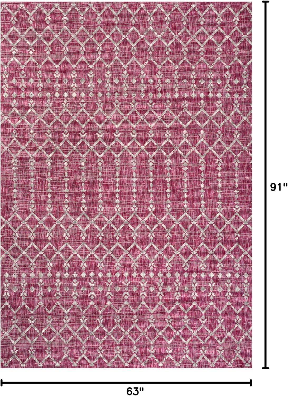image:imageJONATHAN Y Moroccan Geometric Indoor Outdoor Square Area Rug 5X5 NavyBeige Ourika Textured Weave for Backyard Patio Porch EasyCleaning High Traffic PetFriendly NonShedding SMB108K5SQFuchsiaLight Gray