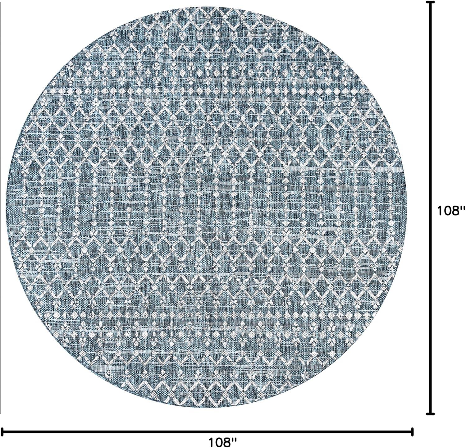 image:imageJONATHAN Y Moroccan Geometric Indoor Outdoor Square Area Rug 5X5 NavyBeige Ourika Textured Weave for Backyard Patio Porch EasyCleaning High Traffic PetFriendly NonShedding SMB108K5SQTealGray