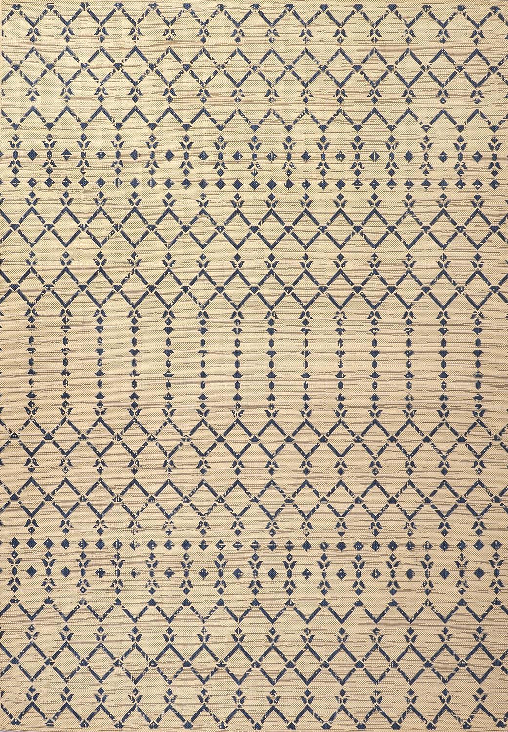 image:imageJONATHAN Y Moroccan Geometric Indoor Outdoor Square Area Rug 5X5 NavyBeige Ourika Textured Weave for Backyard Patio Porch EasyCleaning High Traffic PetFriendly NonShedding SMB108K5SQBeigeNavy
