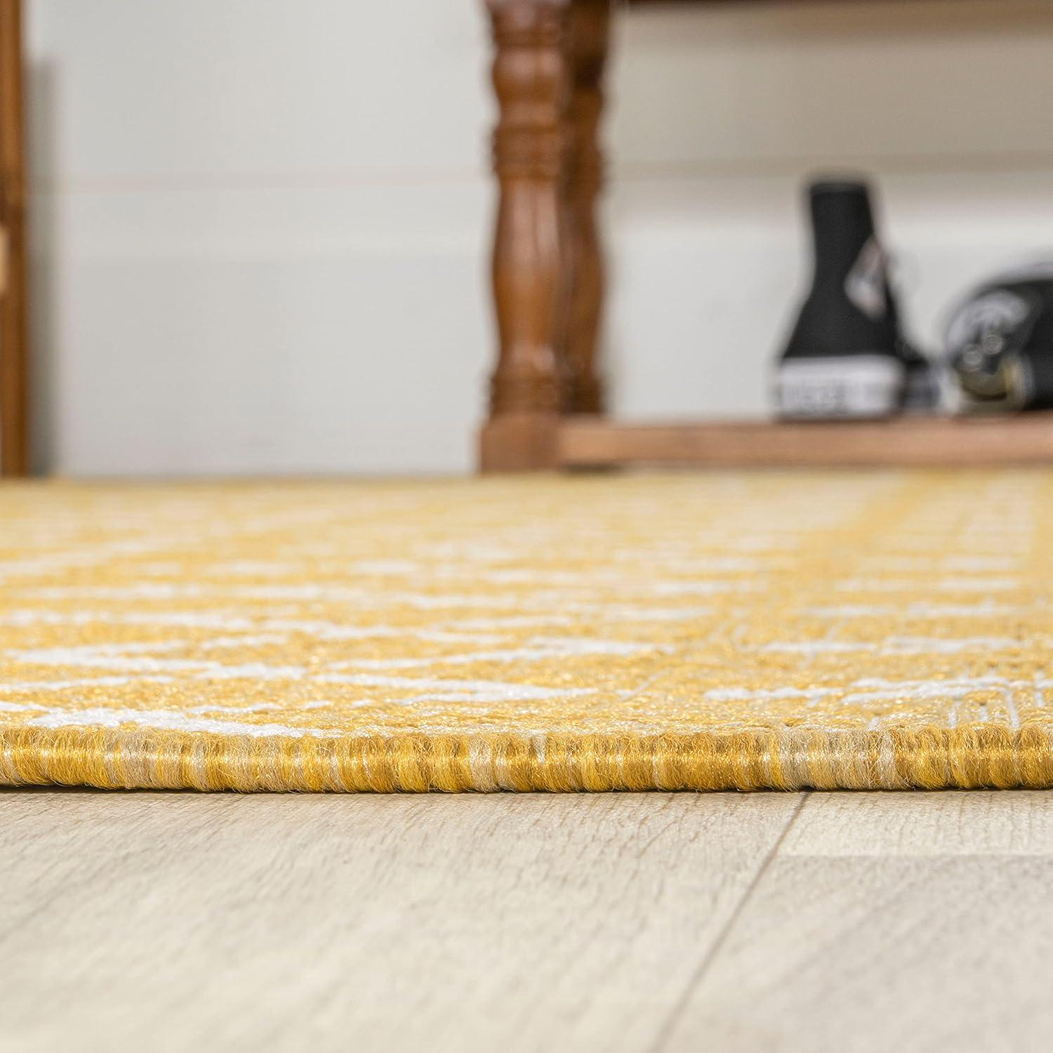 image:imageJONATHAN Y Moroccan Geometric Indoor Outdoor Square Area Rug 5X5 NavyBeige Ourika Textured Weave for Backyard Patio Porch EasyCleaning High Traffic PetFriendly NonShedding SMB108K5SQYellowCream