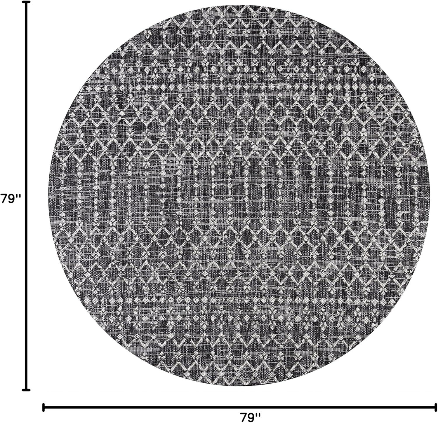 image:imageJONATHAN Y Moroccan Geometric Indoor Outdoor Square Area Rug 5X5 NavyBeige Ourika Textured Weave for Backyard Patio Porch EasyCleaning High Traffic PetFriendly NonShedding SMB108K5SQBlackGray