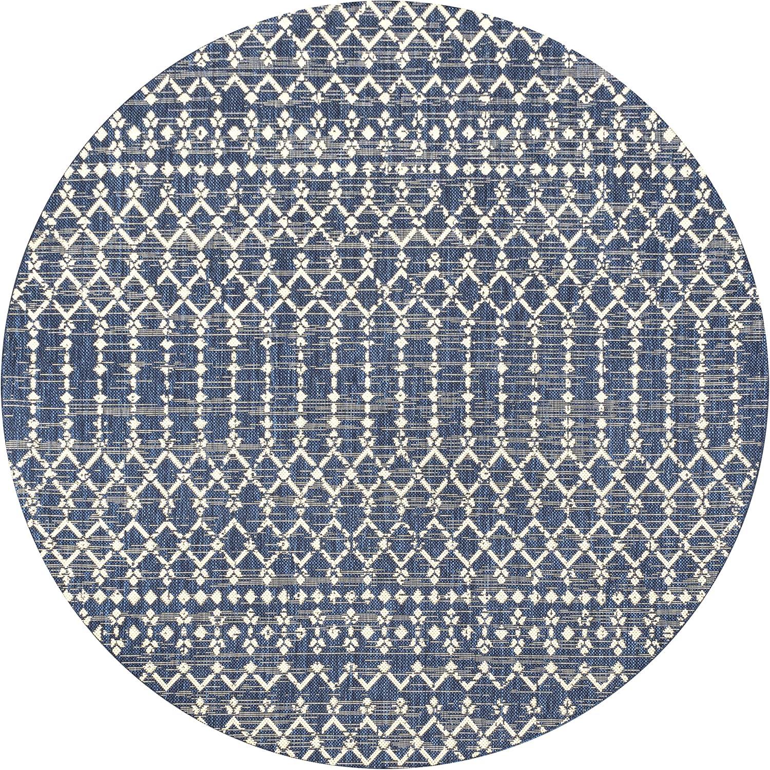 image:imageJONATHAN Y Moroccan Geometric Indoor Outdoor Square Area Rug 5X5 NavyBeige Ourika Textured Weave for Backyard Patio Porch EasyCleaning High Traffic PetFriendly NonShedding SMB108K5SQNavyBeige