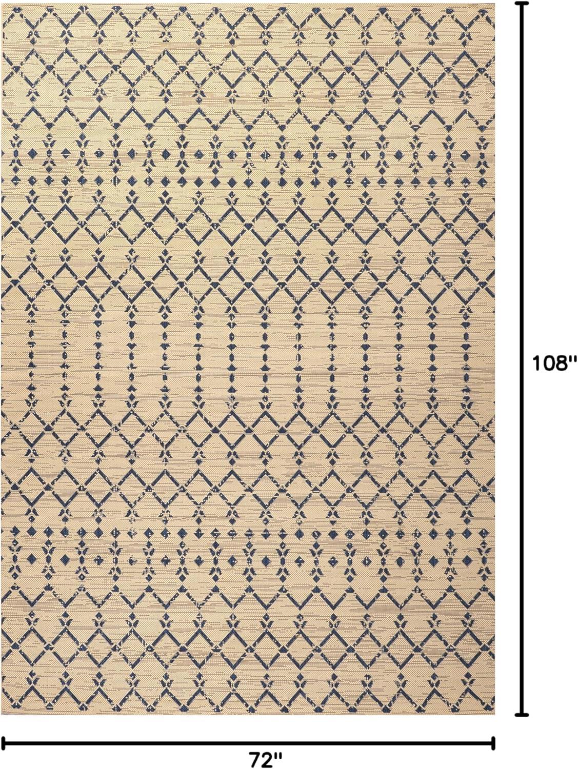 image:imageJONATHAN Y Moroccan Geometric Indoor Outdoor Square Area Rug 5X5 NavyBeige Ourika Textured Weave for Backyard Patio Porch EasyCleaning High Traffic PetFriendly NonShedding SMB108K5SQBeigeNavy