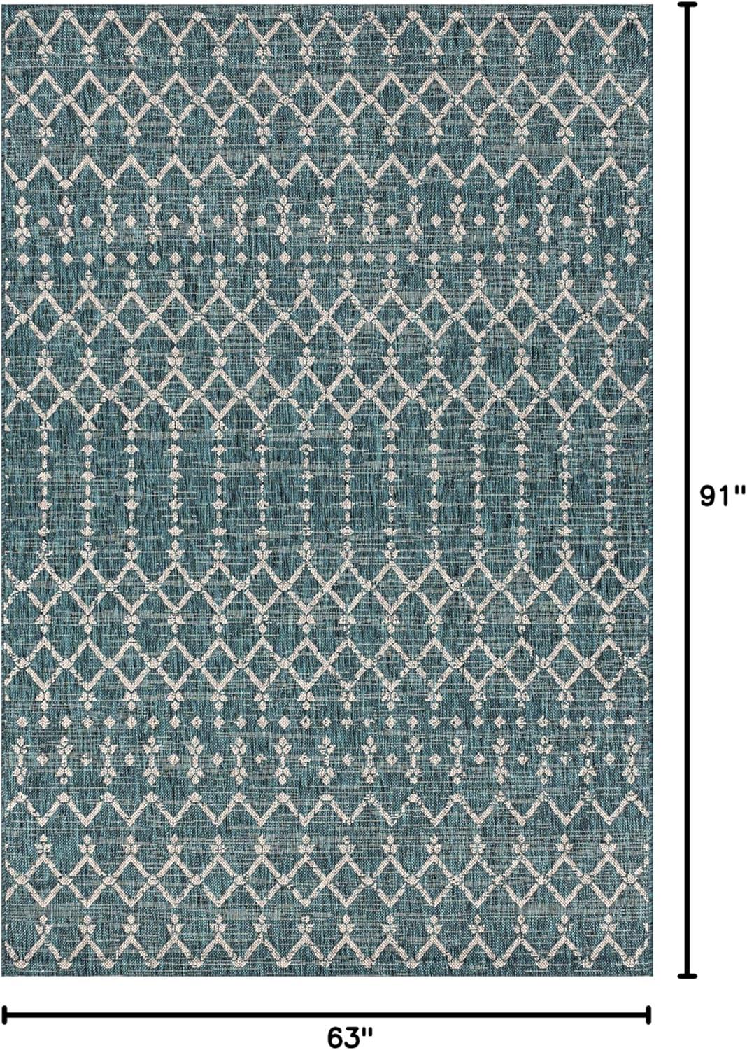 image:imageJONATHAN Y Moroccan Geometric Indoor Outdoor Square Area Rug 5X5 NavyBeige Ourika Textured Weave for Backyard Patio Porch EasyCleaning High Traffic PetFriendly NonShedding SMB108K5SQTealGray