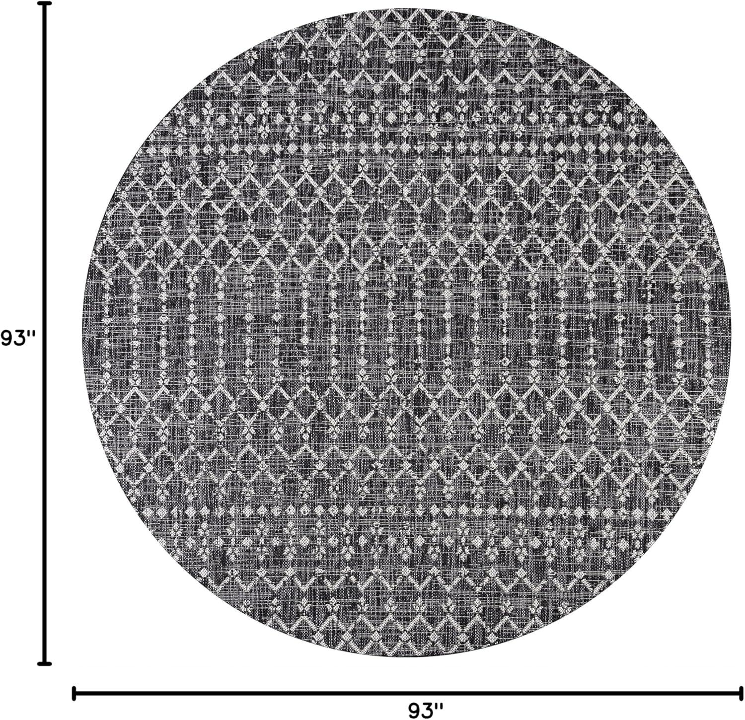 image:imageJONATHAN Y Moroccan Geometric Indoor Outdoor Square Area Rug 5X5 NavyBeige Ourika Textured Weave for Backyard Patio Porch EasyCleaning High Traffic PetFriendly NonShedding SMB108K5SQBlackGray