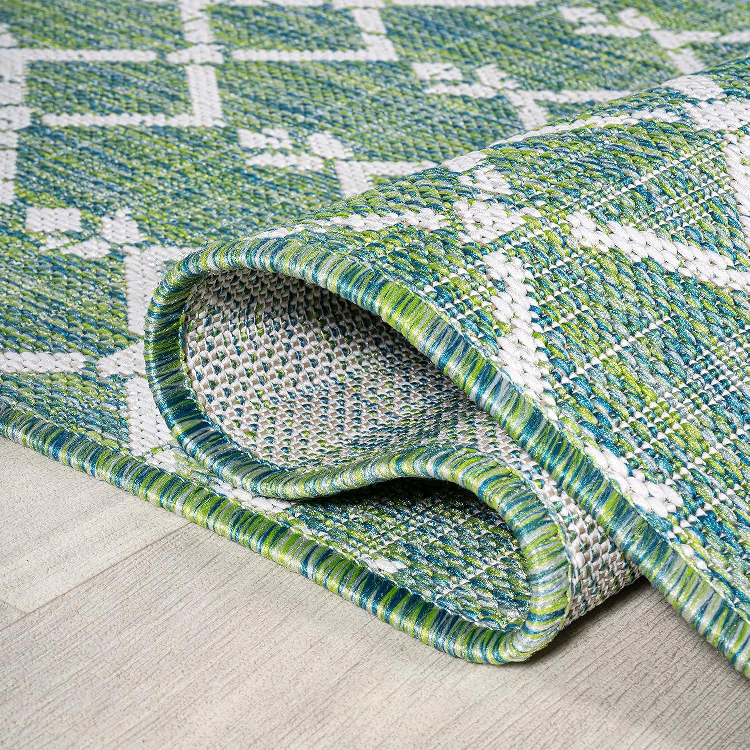 image:imageJONATHAN Y Moroccan Geometric Indoor Outdoor Square Area Rug 5X5 NavyBeige Ourika Textured Weave for Backyard Patio Porch EasyCleaning High Traffic PetFriendly NonShedding SMB108K5SQGreenCream