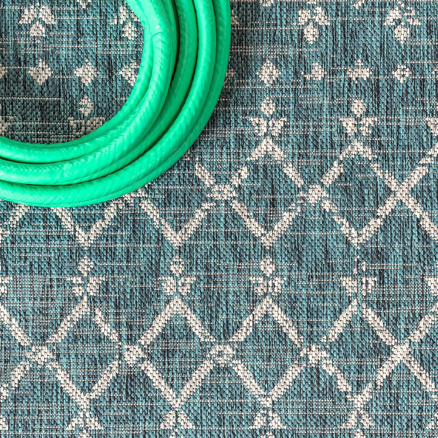 image:imageJONATHAN Y Moroccan Geometric Indoor Outdoor Square Area Rug 5X5 NavyBeige Ourika Textured Weave for Backyard Patio Porch EasyCleaning High Traffic PetFriendly NonShedding SMB108K5SQTealGray