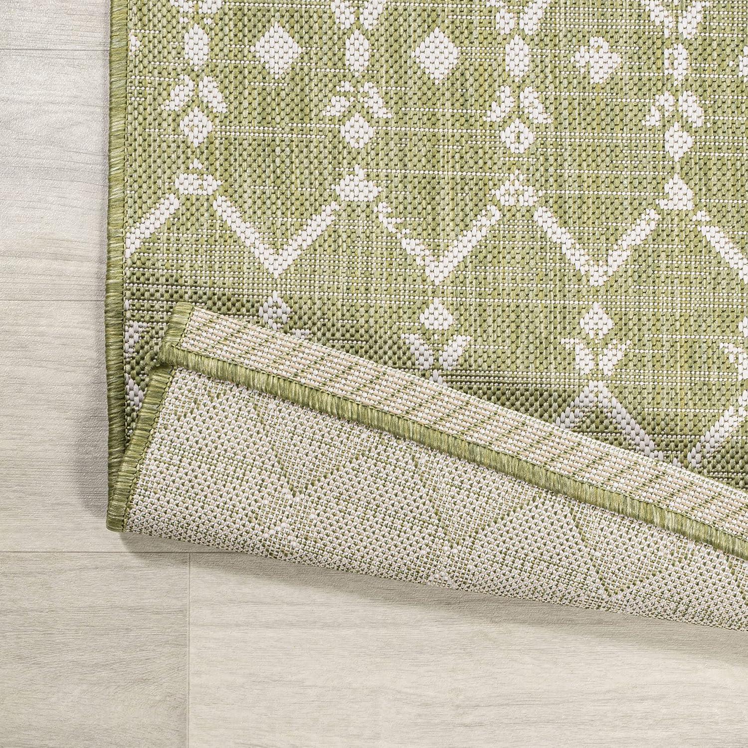 image:imageJONATHAN Y Moroccan Geometric Indoor Outdoor Square Area Rug 5X5 NavyBeige Ourika Textured Weave for Backyard Patio Porch EasyCleaning High Traffic PetFriendly NonShedding SMB108K5SQLight GreenCream