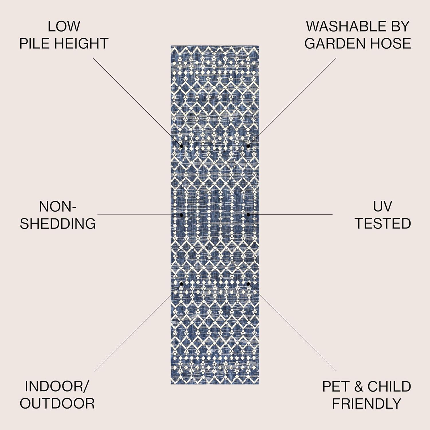 image:imageJONATHAN Y Moroccan Geometric Indoor Outdoor Square Area Rug 5X5 NavyBeige Ourika Textured Weave for Backyard Patio Porch EasyCleaning High Traffic PetFriendly NonShedding SMB108K5SQNavyBeige