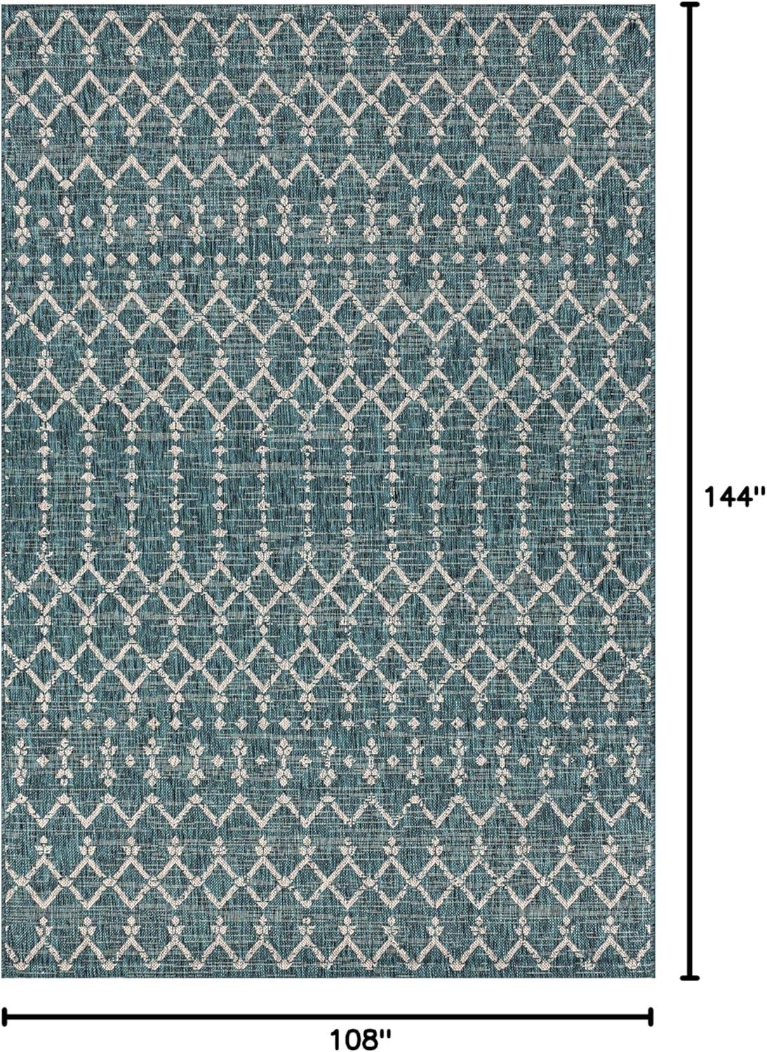 image:imageJONATHAN Y Moroccan Geometric Indoor Outdoor Square Area Rug 5X5 NavyBeige Ourika Textured Weave for Backyard Patio Porch EasyCleaning High Traffic PetFriendly NonShedding SMB108K5SQTealGray