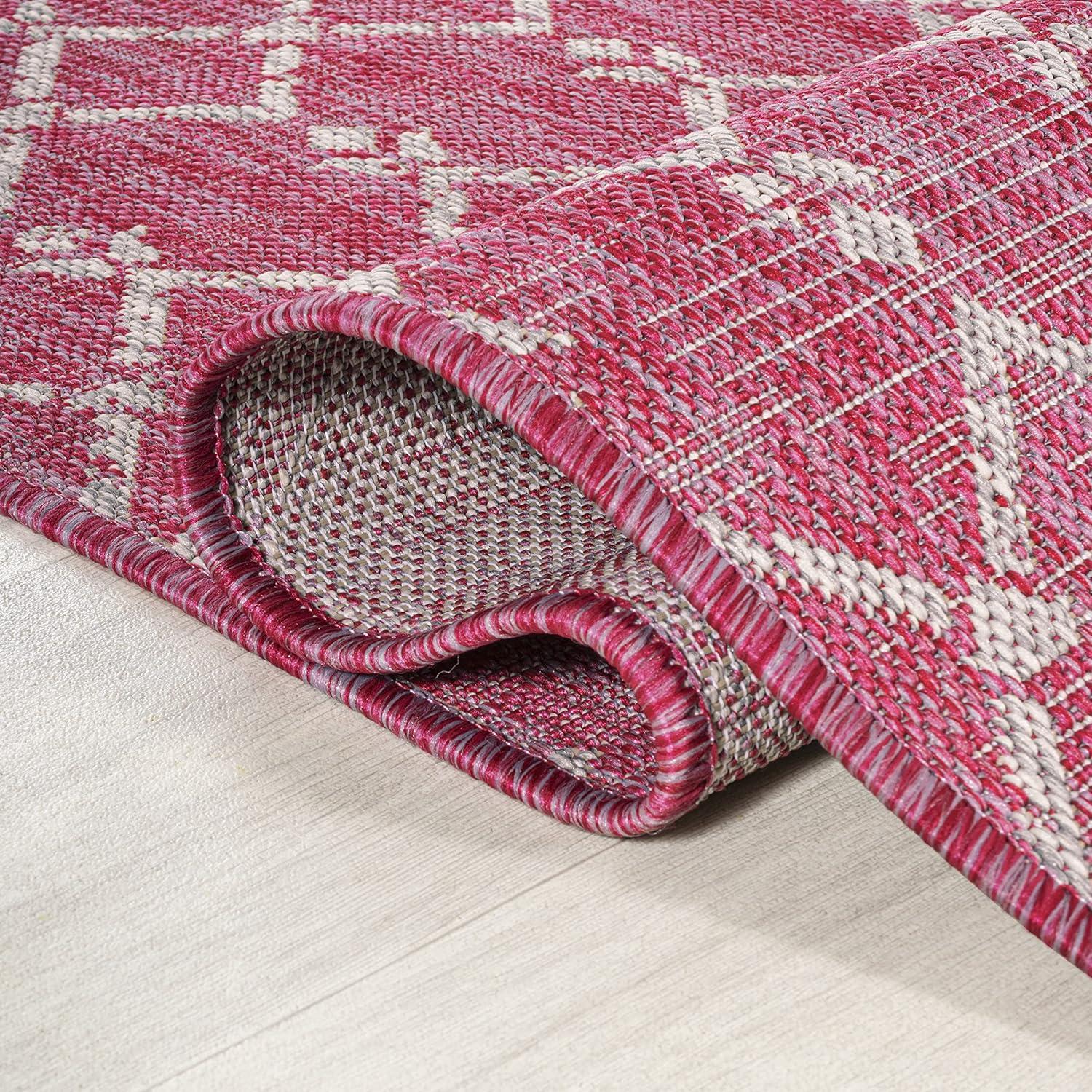 image:imageJONATHAN Y Moroccan Geometric Indoor Outdoor Square Area Rug 5X5 NavyBeige Ourika Textured Weave for Backyard Patio Porch EasyCleaning High Traffic PetFriendly NonShedding SMB108K5SQFuchsiaLight Gray