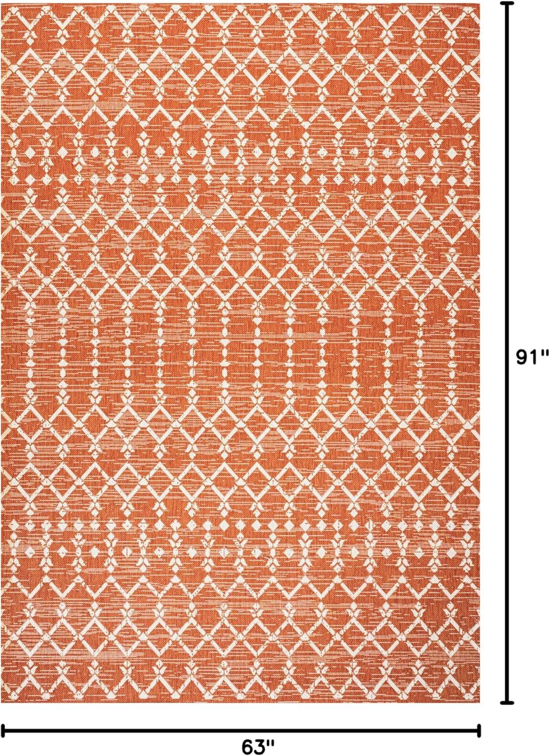 image:imageJONATHAN Y Moroccan Geometric Indoor Outdoor Square Area Rug 5X5 NavyBeige Ourika Textured Weave for Backyard Patio Porch EasyCleaning High Traffic PetFriendly NonShedding SMB108K5SQOrangeCream