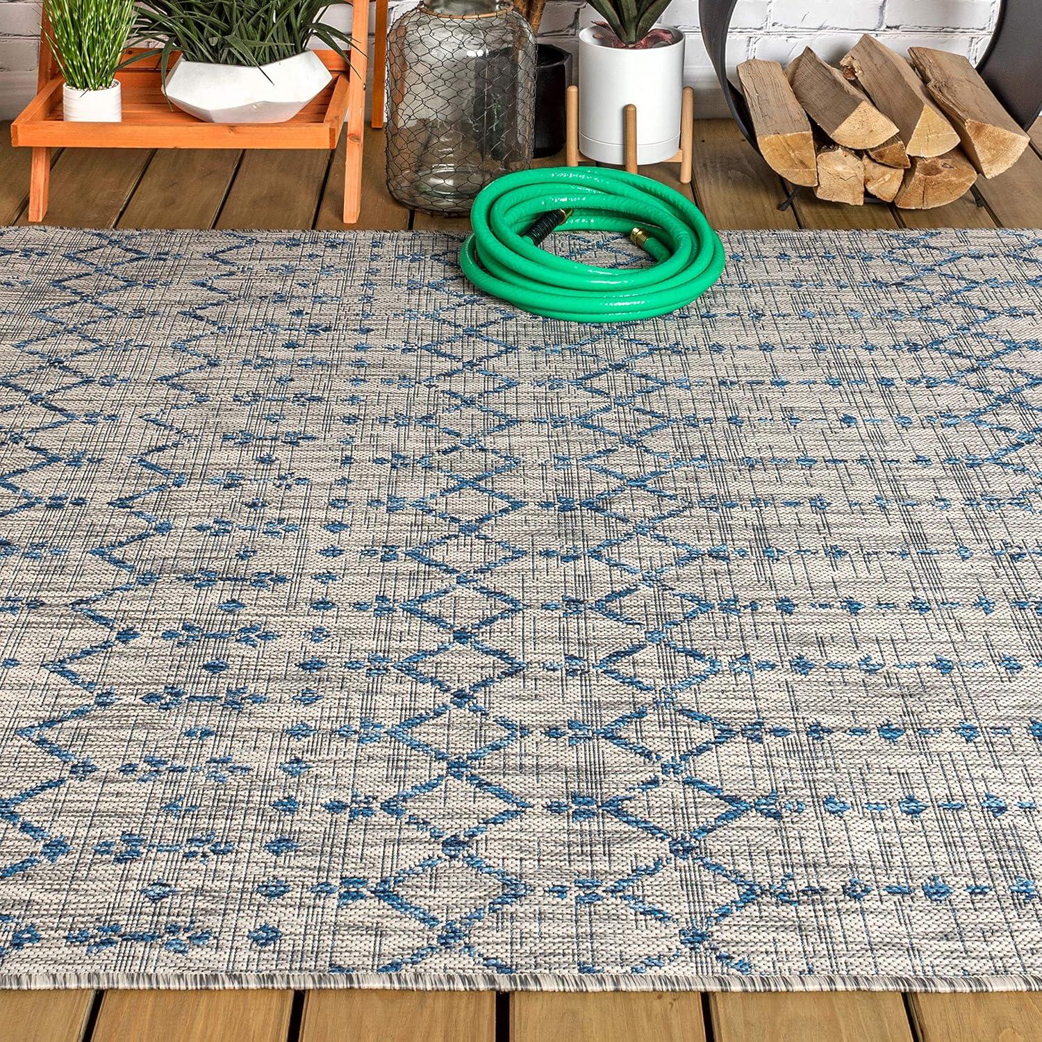 image:imageJONATHAN Y Moroccan Geometric Indoor Outdoor Square Area Rug 5X5 NavyBeige Ourika Textured Weave for Backyard Patio Porch EasyCleaning High Traffic PetFriendly NonShedding SMB108K5SQLight GrayNavy