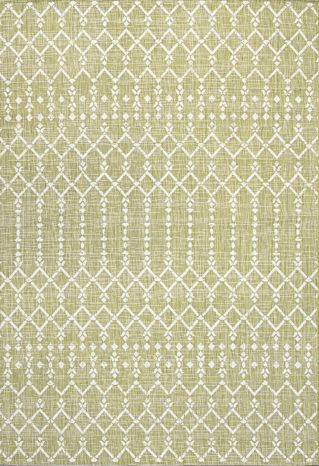 image:imageJONATHAN Y Moroccan Geometric Indoor Outdoor Square Area Rug 5X5 NavyBeige Ourika Textured Weave for Backyard Patio Porch EasyCleaning High Traffic PetFriendly NonShedding SMB108K5SQLight GreenCream
