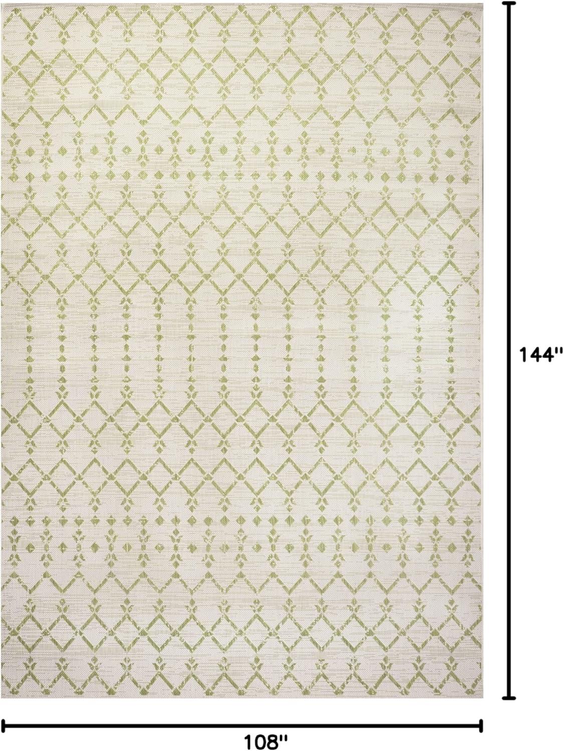 image:imageJONATHAN Y Moroccan Geometric Indoor Outdoor Square Area Rug 5X5 NavyBeige Ourika Textured Weave for Backyard Patio Porch EasyCleaning High Traffic PetFriendly NonShedding SMB108K5SQCreamGreen