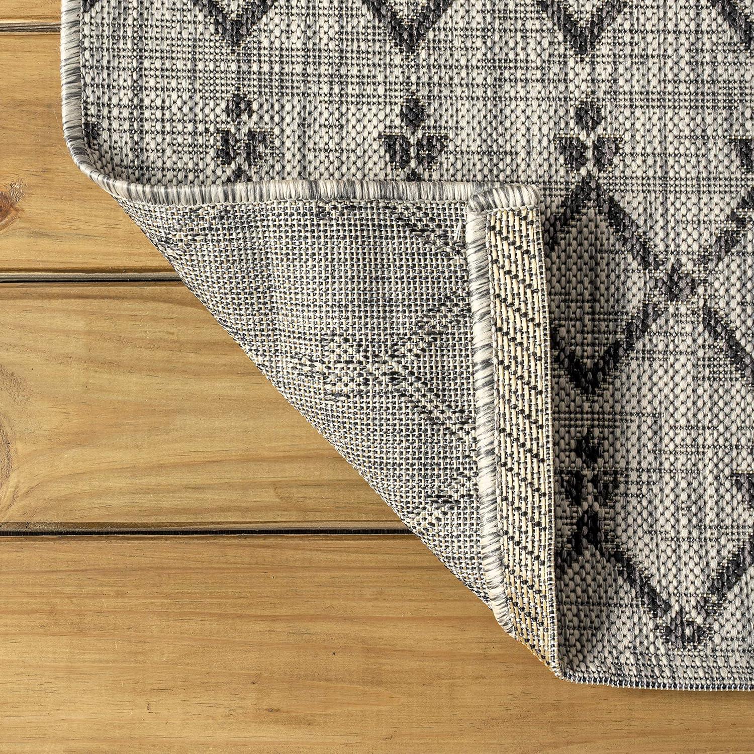 image:imageJONATHAN Y Moroccan Geometric Indoor Outdoor Square Area Rug 5X5 NavyBeige Ourika Textured Weave for Backyard Patio Porch EasyCleaning High Traffic PetFriendly NonShedding SMB108K5SQLight GrayBlack