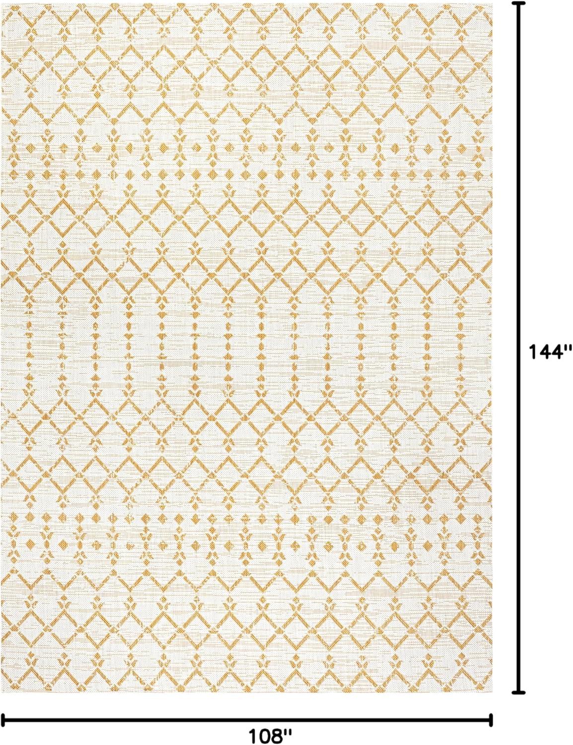 image:imageJONATHAN Y Moroccan Geometric Indoor Outdoor Square Area Rug 5X5 NavyBeige Ourika Textured Weave for Backyard Patio Porch EasyCleaning High Traffic PetFriendly NonShedding SMB108K5SQCreamYellow