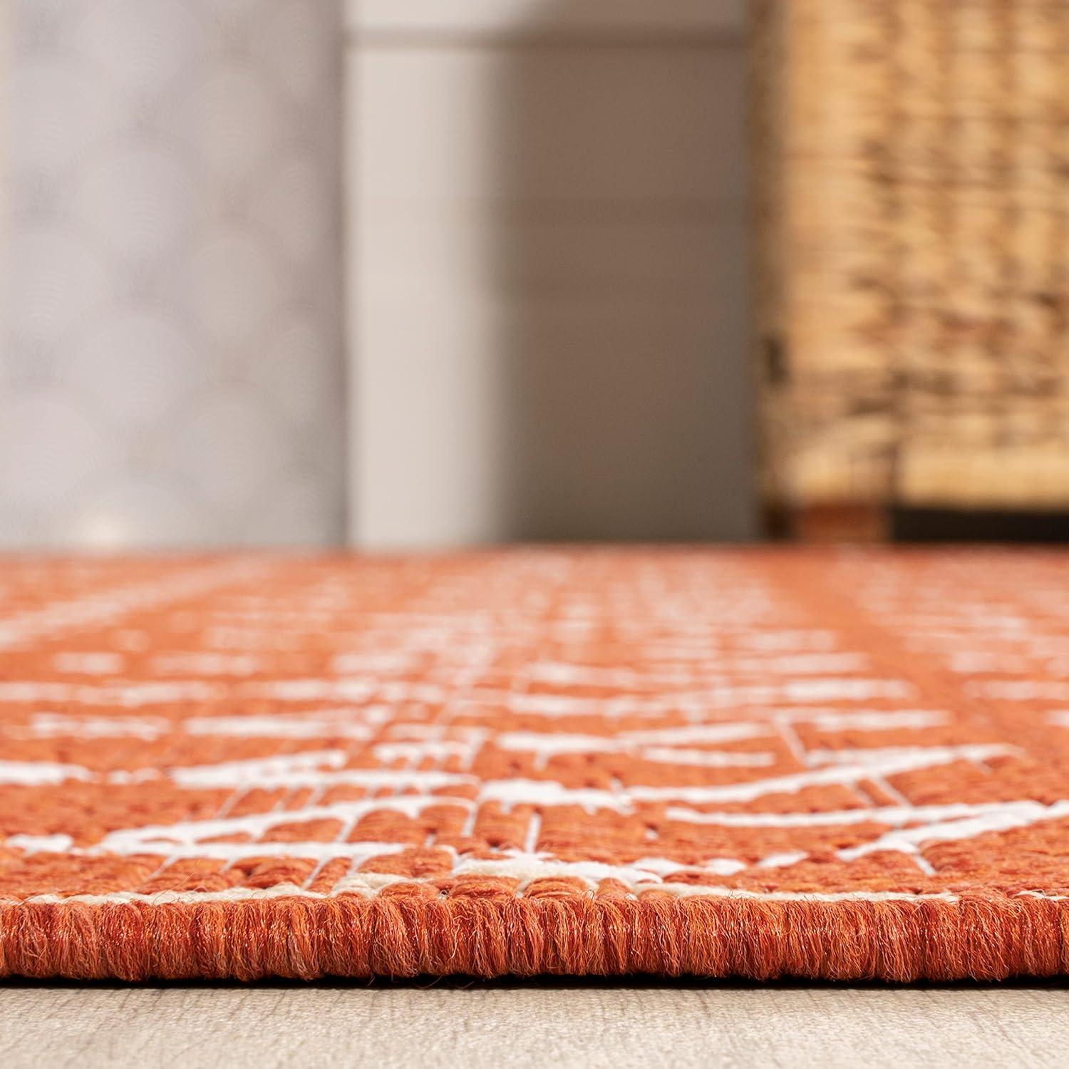 image:imageJONATHAN Y Moroccan Geometric Indoor Outdoor Square Area Rug 5X5 NavyBeige Ourika Textured Weave for Backyard Patio Porch EasyCleaning High Traffic PetFriendly NonShedding SMB108K5SQOrangeCream