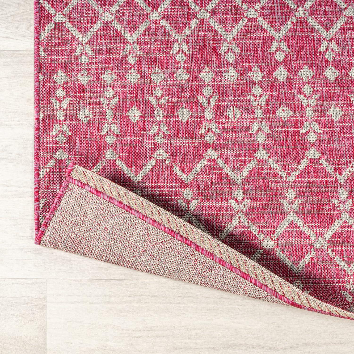 image:imageJONATHAN Y Moroccan Geometric Indoor Outdoor Square Area Rug 5X5 NavyBeige Ourika Textured Weave for Backyard Patio Porch EasyCleaning High Traffic PetFriendly NonShedding SMB108K5SQFuchsiaLight Gray