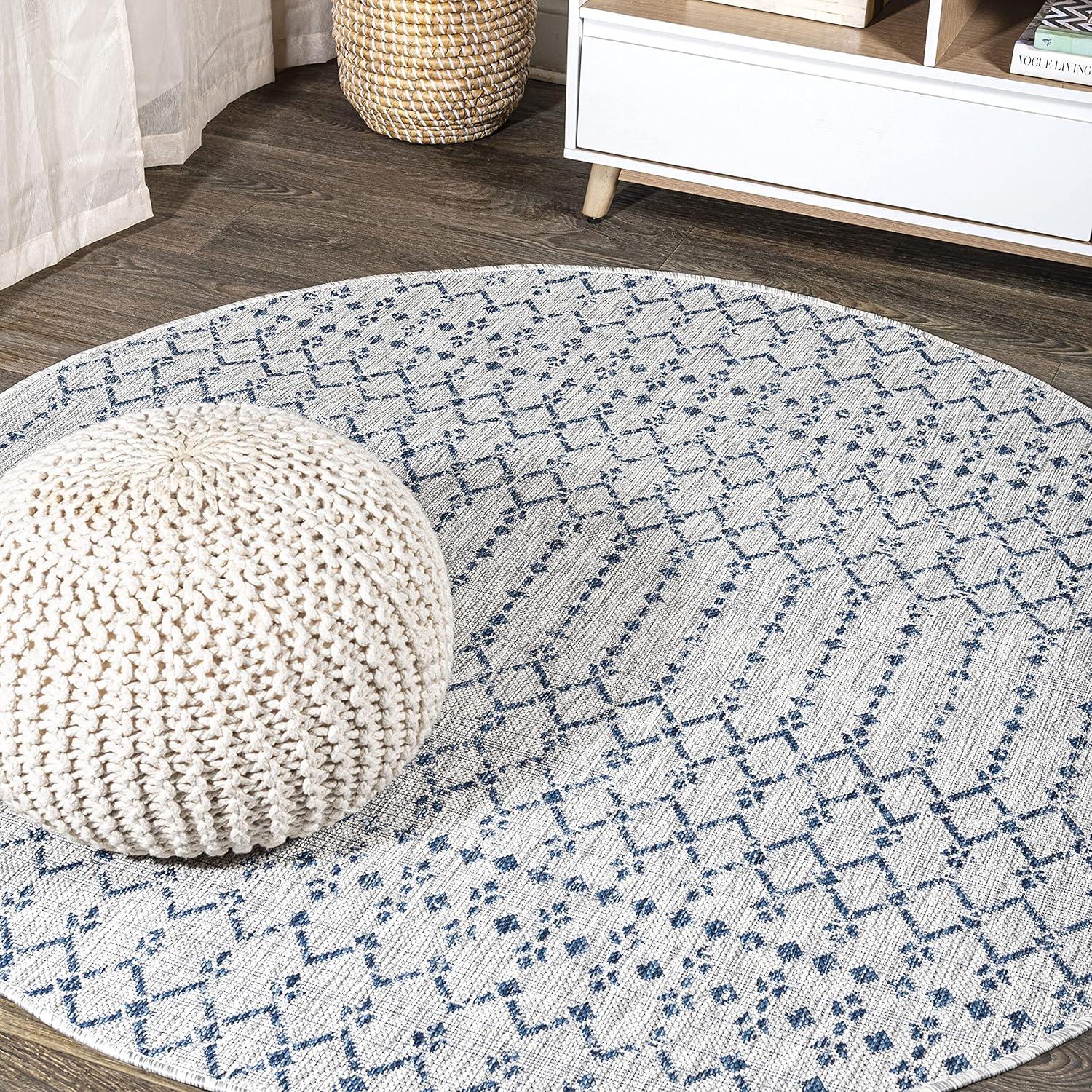 image:imageJONATHAN Y Moroccan Geometric Indoor Outdoor Square Area Rug 5X5 NavyBeige Ourika Textured Weave for Backyard Patio Porch EasyCleaning High Traffic PetFriendly NonShedding SMB108K5SQLight GrayNavy