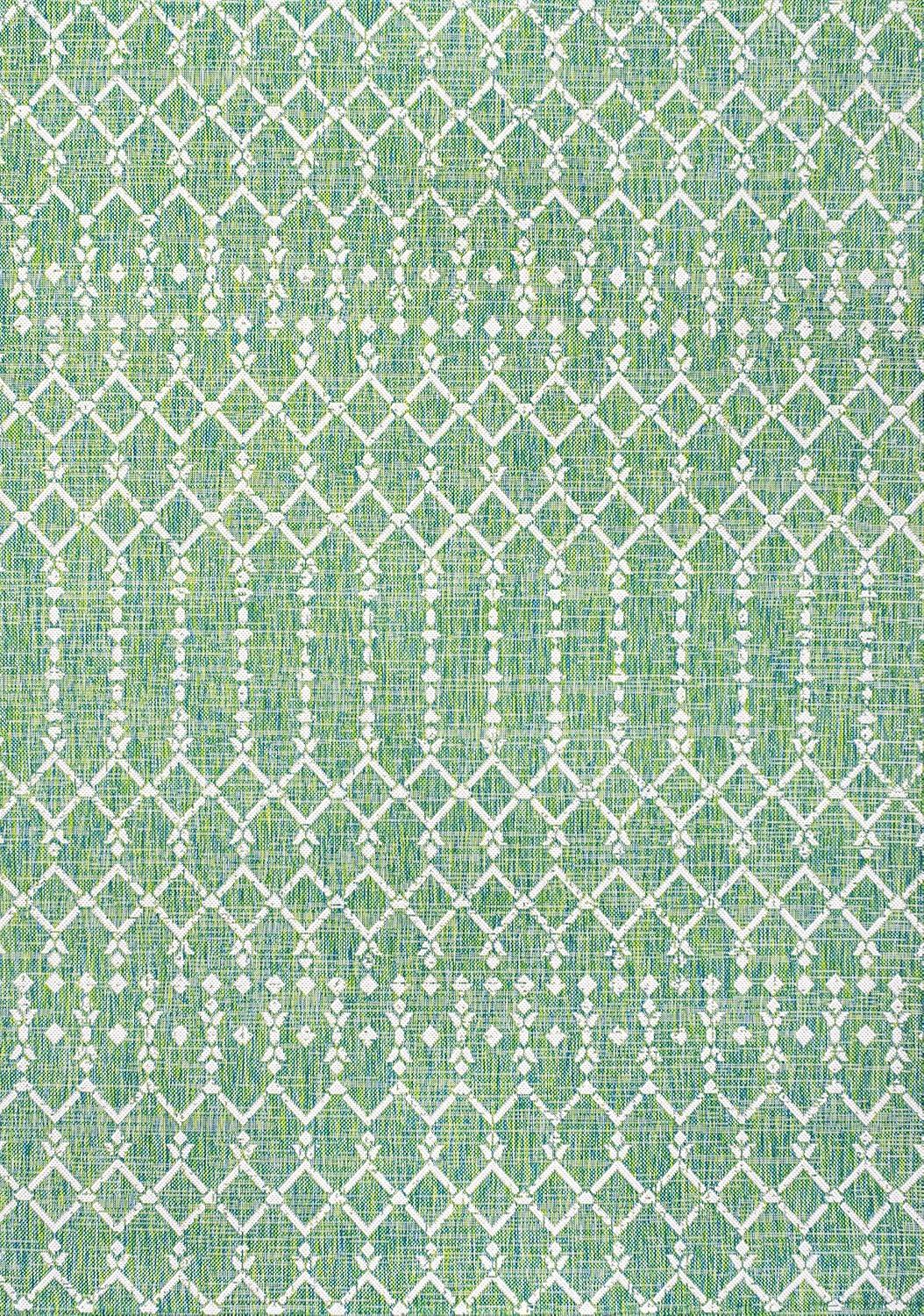 image:imageJONATHAN Y Moroccan Geometric Indoor Outdoor Square Area Rug 5X5 NavyBeige Ourika Textured Weave for Backyard Patio Porch EasyCleaning High Traffic PetFriendly NonShedding SMB108K5SQGreenCream