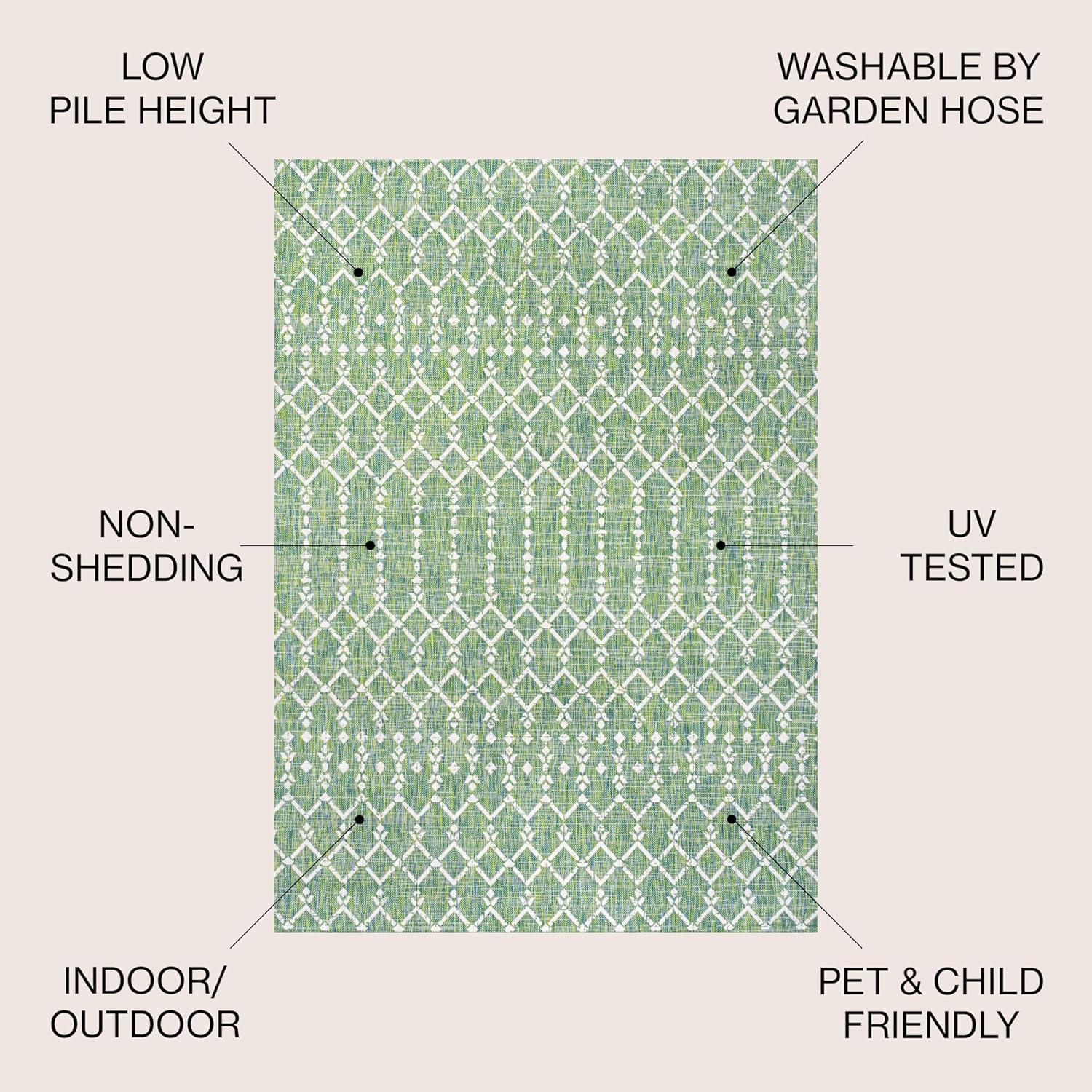 image:imageJONATHAN Y Moroccan Geometric Indoor Outdoor Square Area Rug 5X5 NavyBeige Ourika Textured Weave for Backyard Patio Porch EasyCleaning High Traffic PetFriendly NonShedding SMB108K5SQGreenCream