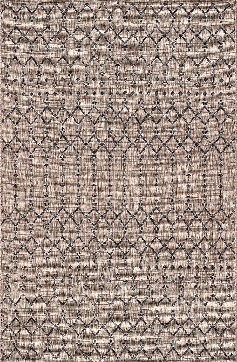 image:imageJONATHAN Y Moroccan Geometric Indoor Outdoor Square Area Rug 5X5 NavyBeige Ourika Textured Weave for Backyard Patio Porch EasyCleaning High Traffic PetFriendly NonShedding SMB108K5SQNaturalBlack