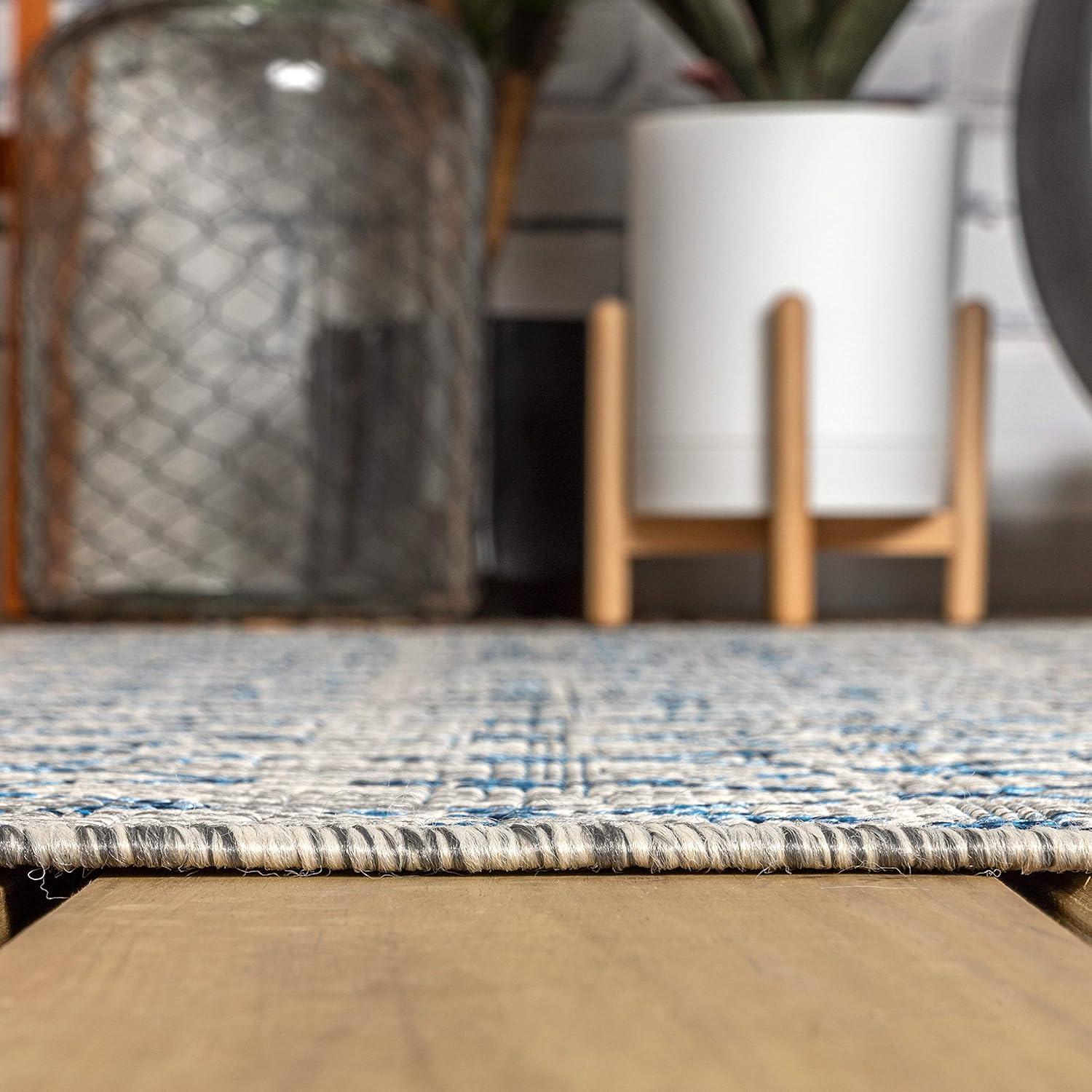 image:imageJONATHAN Y Moroccan Geometric Indoor Outdoor Square Area Rug 5X5 NavyBeige Ourika Textured Weave for Backyard Patio Porch EasyCleaning High Traffic PetFriendly NonShedding SMB108K5SQLight GrayNavy