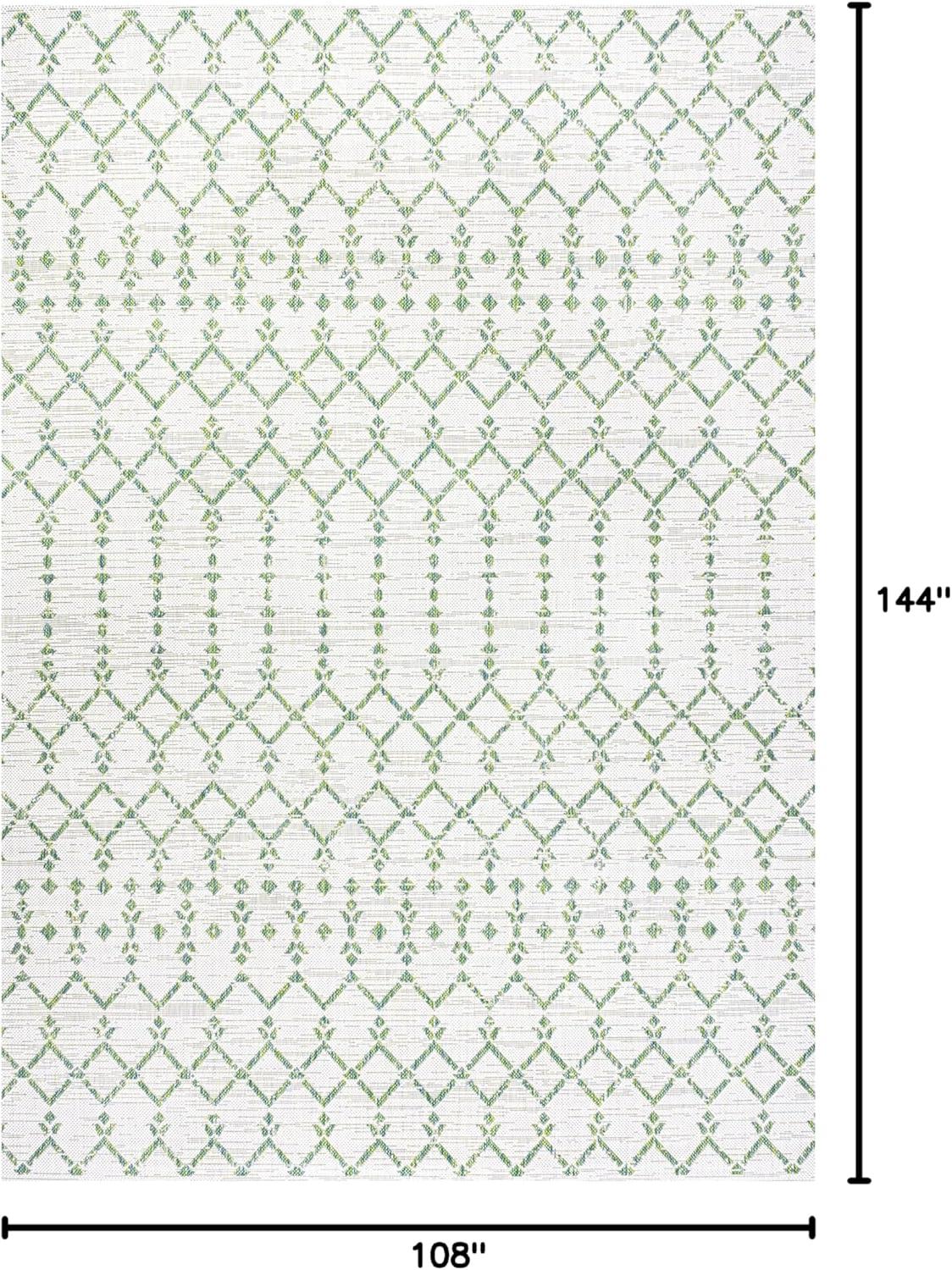 image:imageJONATHAN Y Moroccan Geometric Indoor Outdoor Square Area Rug 5X5 NavyBeige Ourika Textured Weave for Backyard Patio Porch EasyCleaning High Traffic PetFriendly NonShedding SMB108K5SQGreenIvory