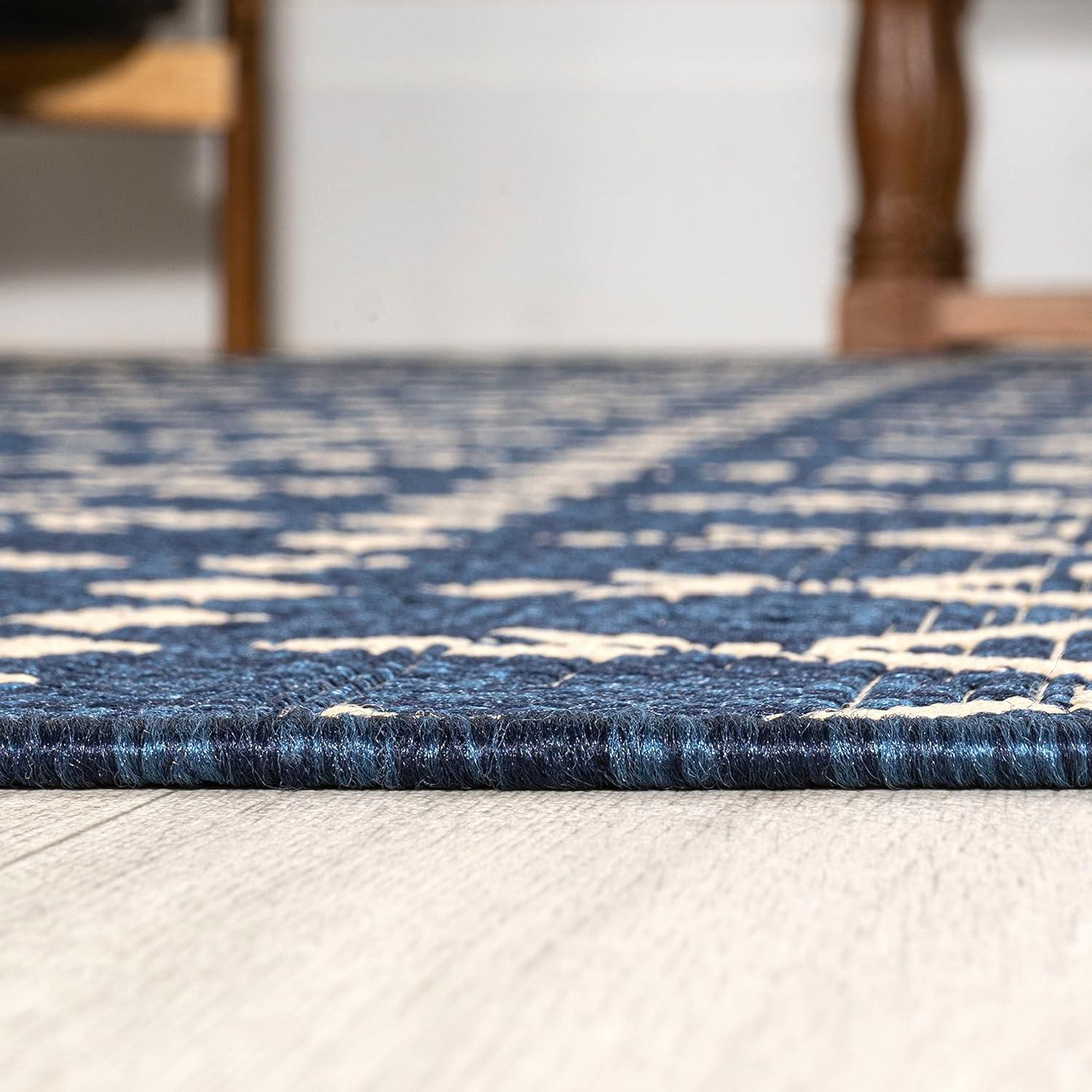 image:imageJONATHAN Y Moroccan Geometric Indoor Outdoor Square Area Rug 5X5 NavyBeige Ourika Textured Weave for Backyard Patio Porch EasyCleaning High Traffic PetFriendly NonShedding SMB108K5SQNavyBeige