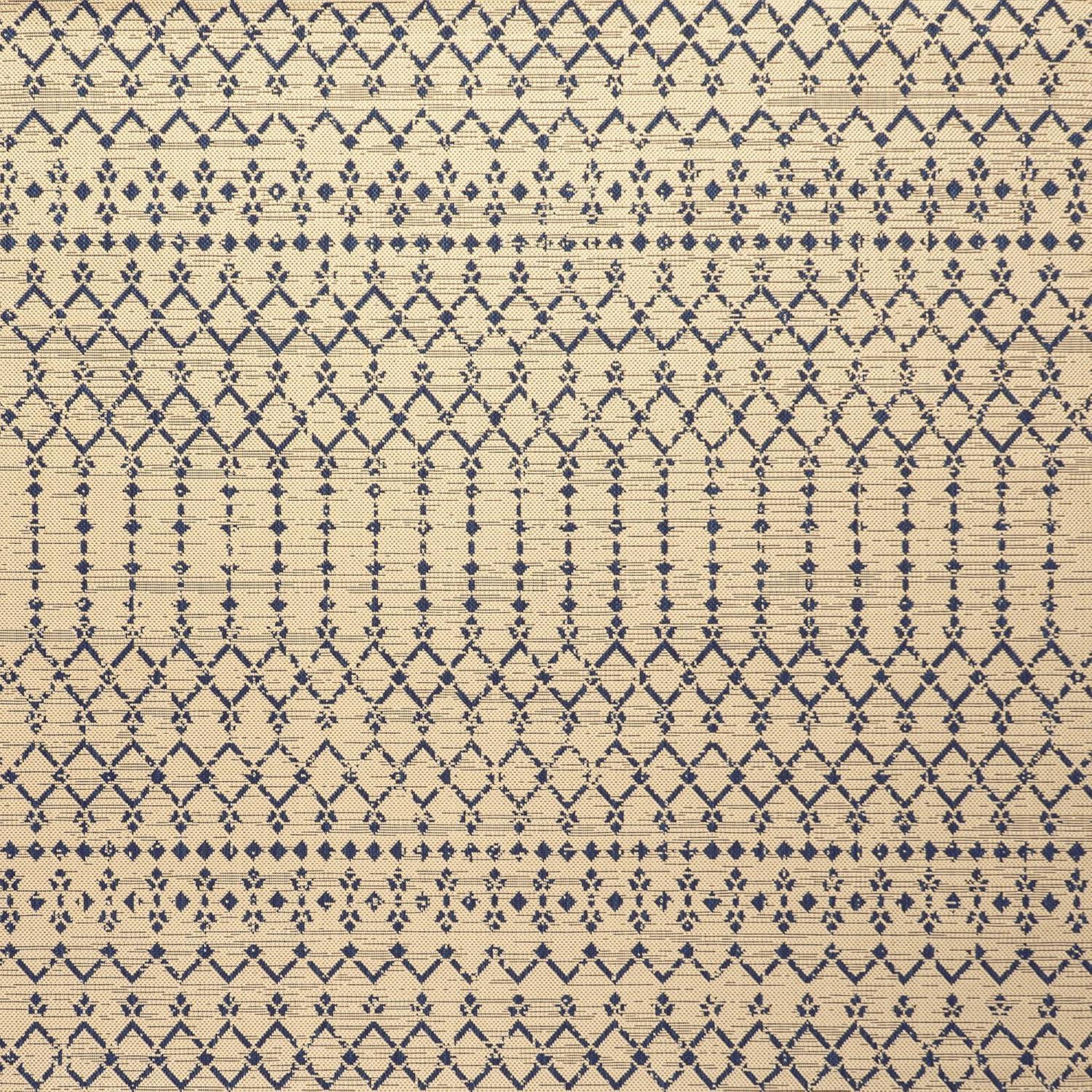 image:imageJONATHAN Y Moroccan Geometric Indoor Outdoor Square Area Rug 5X5 NavyBeige Ourika Textured Weave for Backyard Patio Porch EasyCleaning High Traffic PetFriendly NonShedding SMB108K5SQBeigeNavy