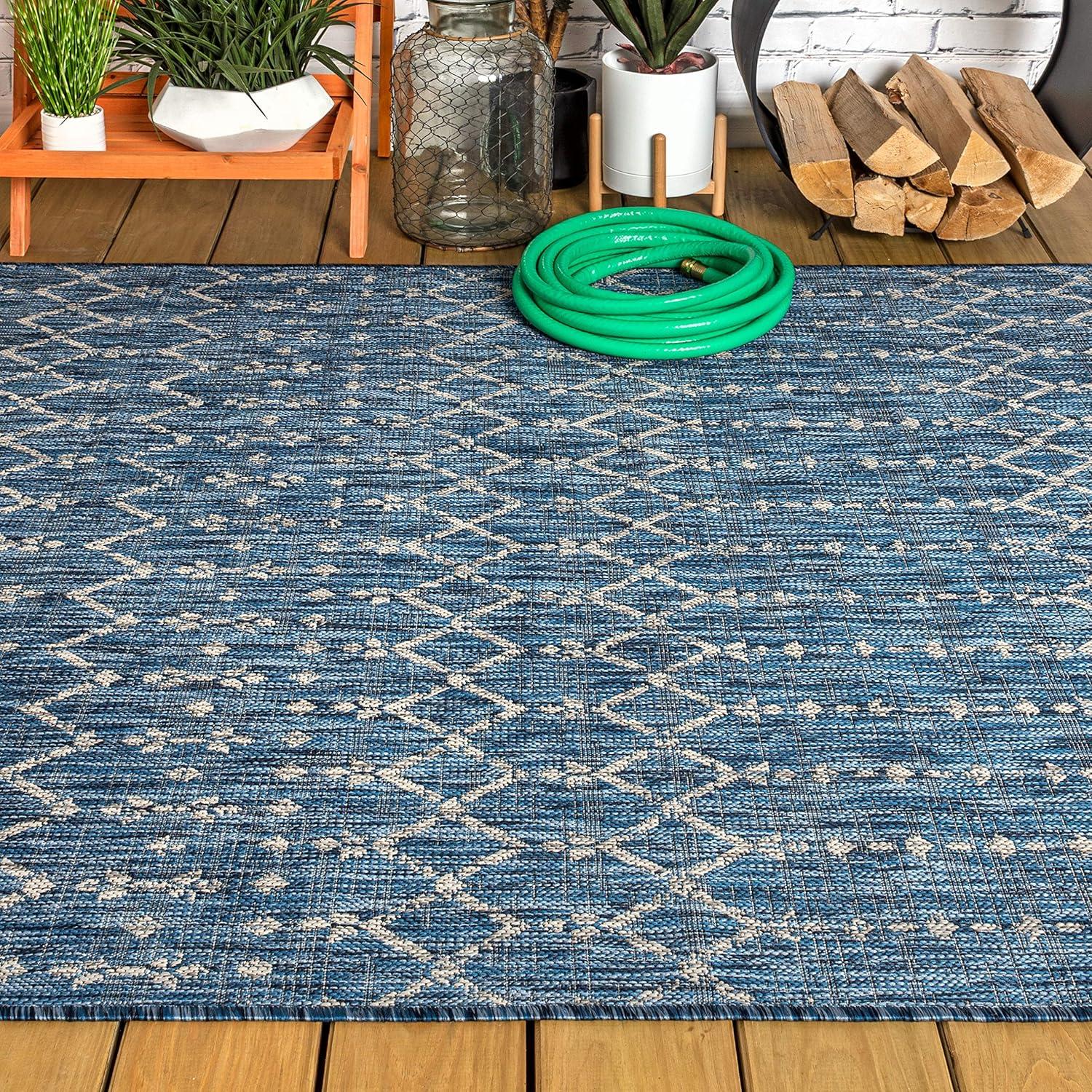 image:imageJONATHAN Y Moroccan Geometric Indoor Outdoor Square Area Rug 5X5 NavyBeige Ourika Textured Weave for Backyard Patio Porch EasyCleaning High Traffic PetFriendly NonShedding SMB108K5SQNavyLight Gray