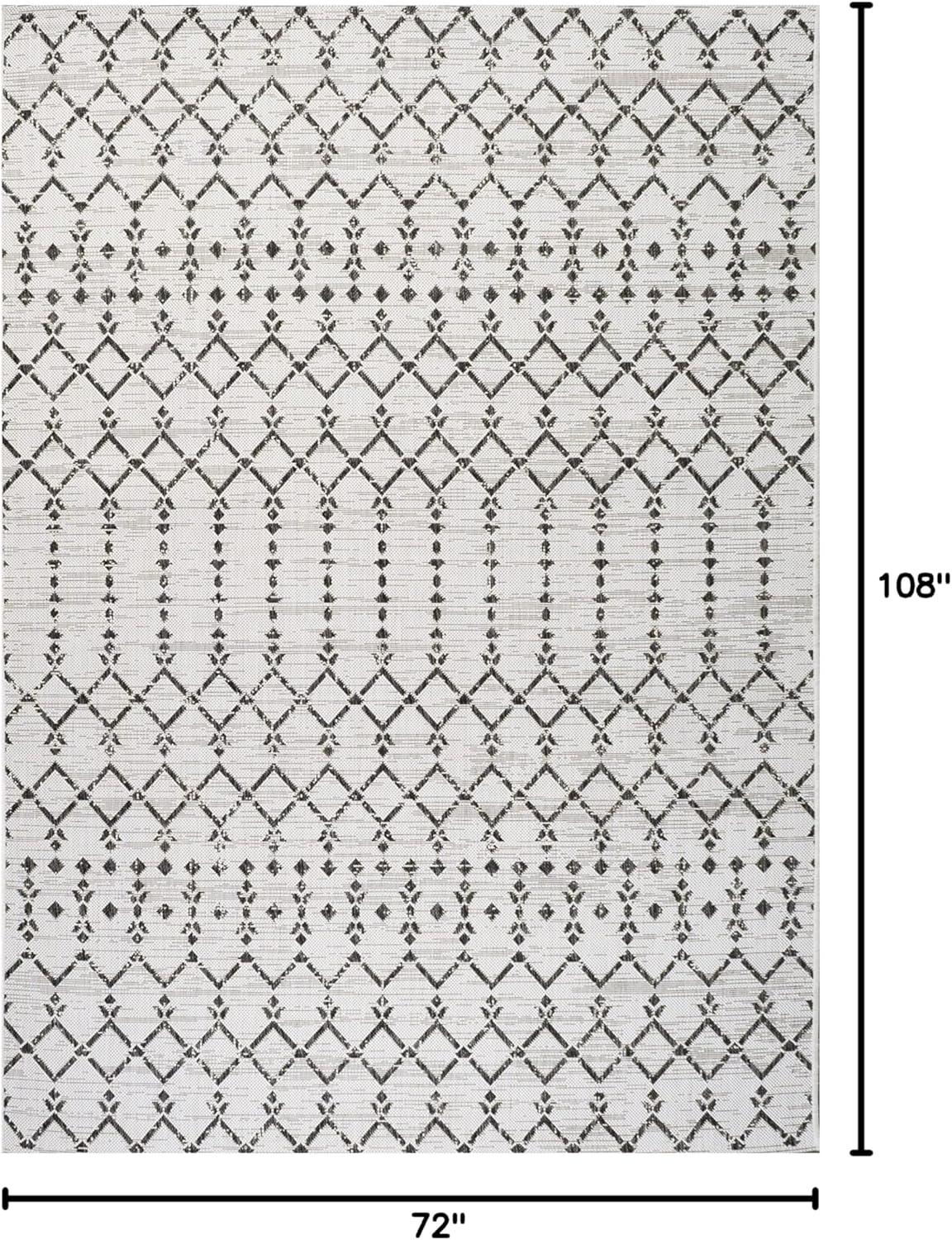 image:imageJONATHAN Y Moroccan Geometric Indoor Outdoor Square Area Rug 5X5 NavyBeige Ourika Textured Weave for Backyard Patio Porch EasyCleaning High Traffic PetFriendly NonShedding SMB108K5SQCreamBlack