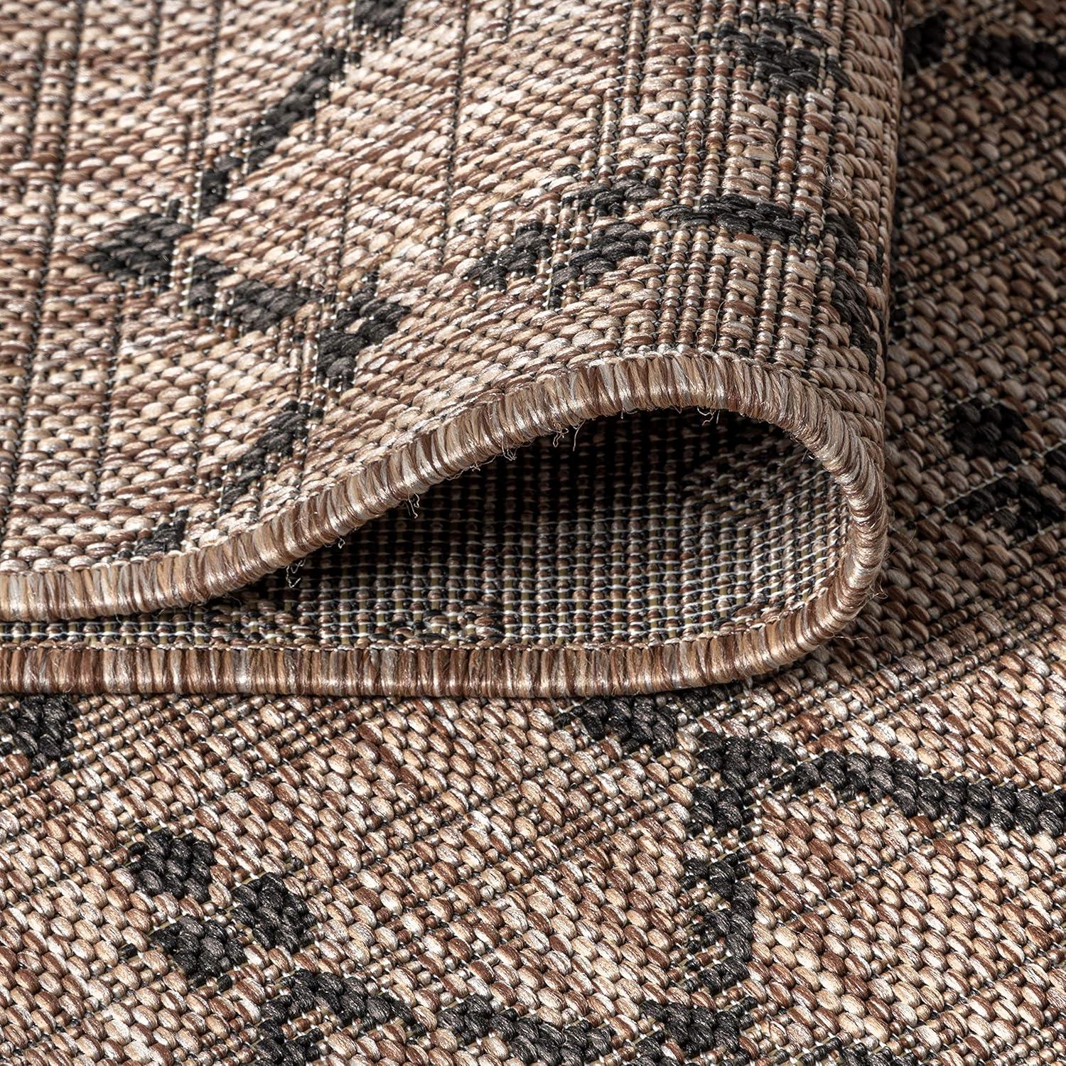 image:imageJONATHAN Y Moroccan Geometric Indoor Outdoor Square Area Rug 5X5 NavyBeige Ourika Textured Weave for Backyard Patio Porch EasyCleaning High Traffic PetFriendly NonShedding SMB108K5SQNaturalBlack